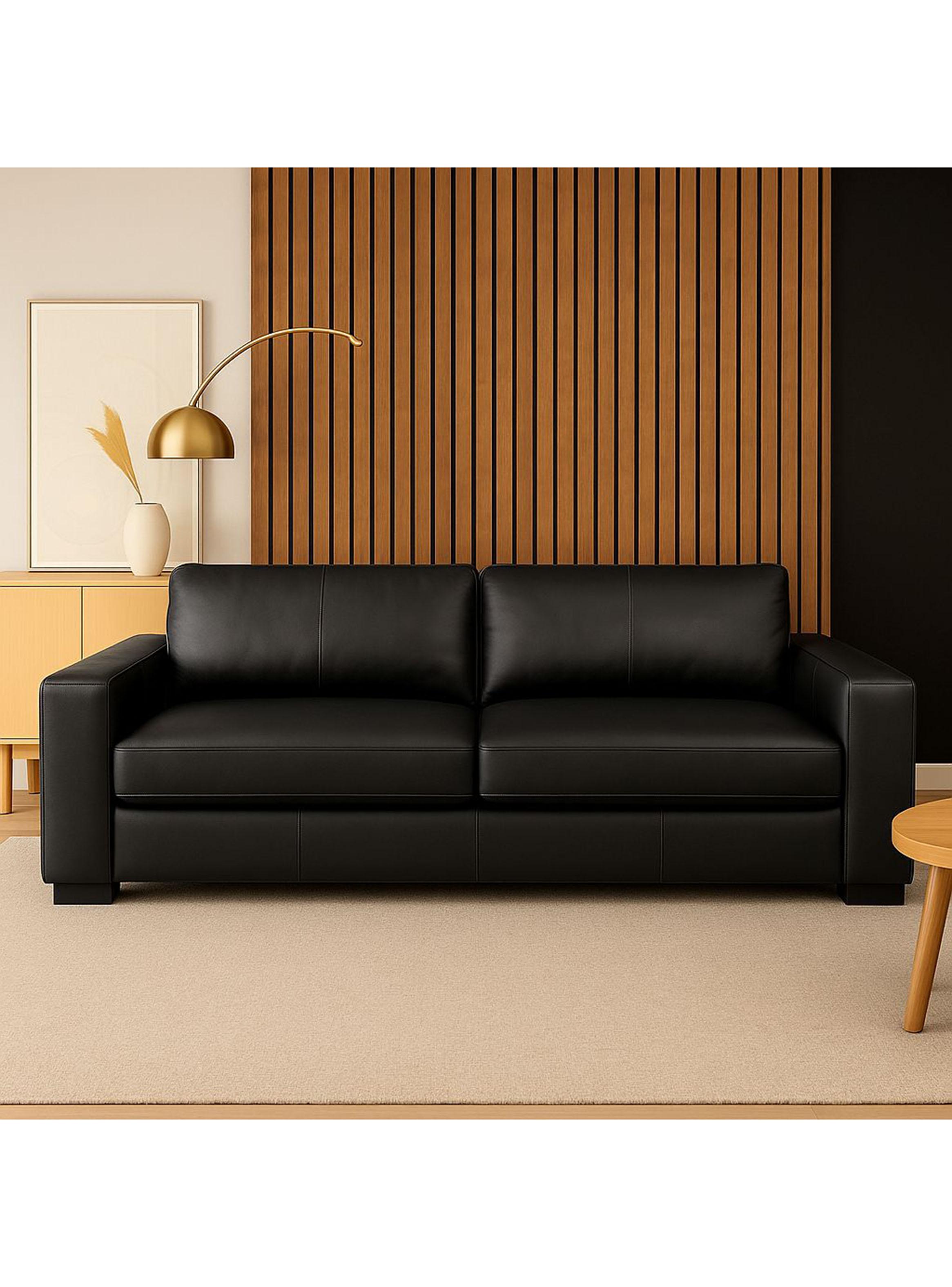 Sofá Cuero 3 Cuerpos Trento Negro-4