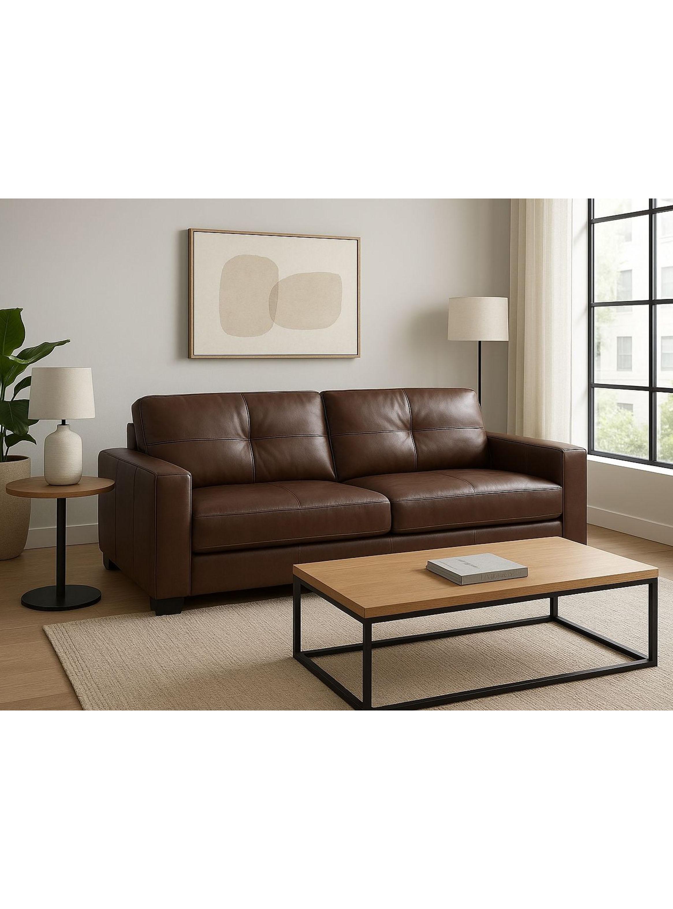 Sofá Cuero 3 Cuerpos Ferrara Café-4