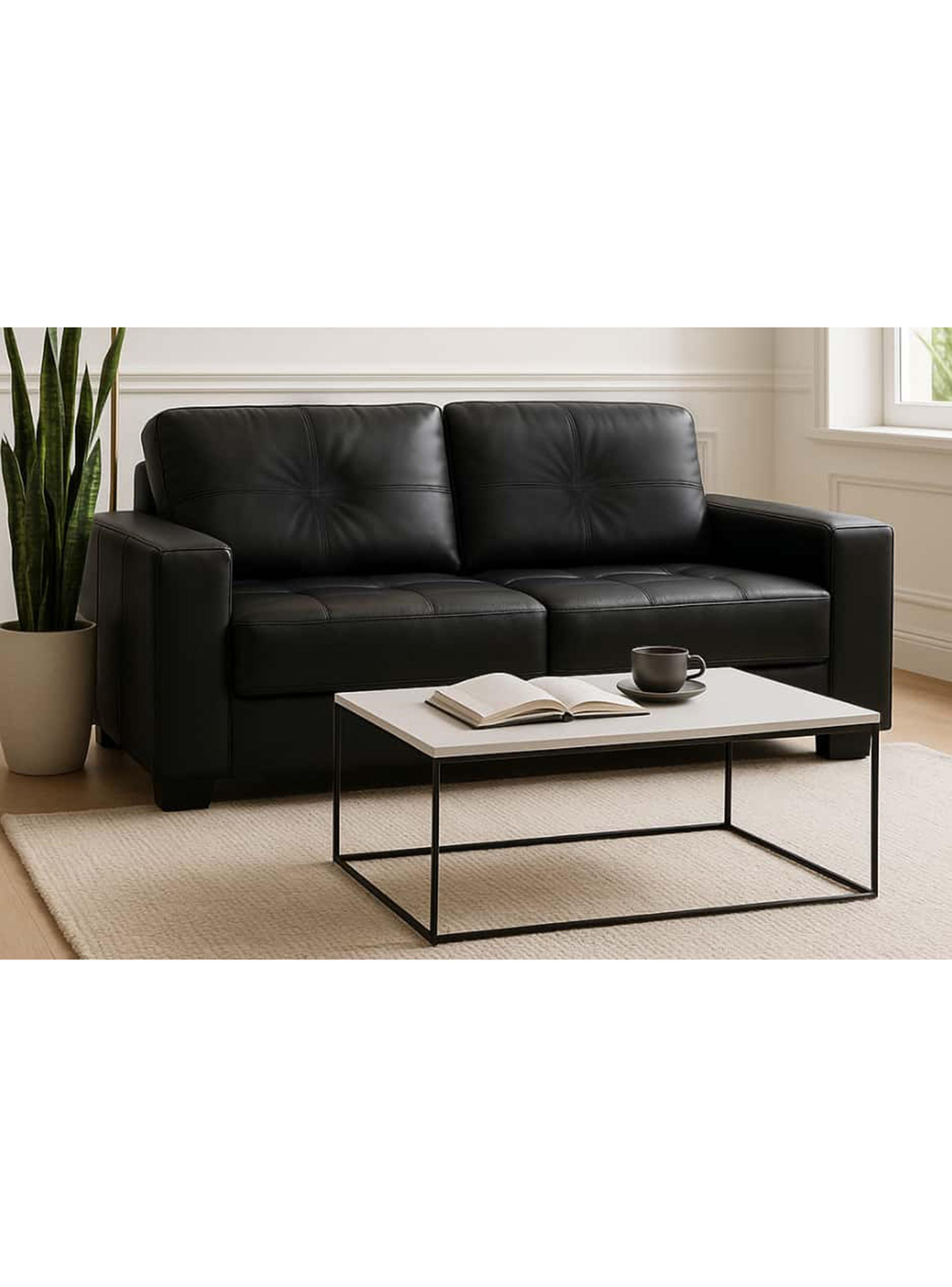 Sofá Cuero 3 Cuerpos Ferrara Negro-4