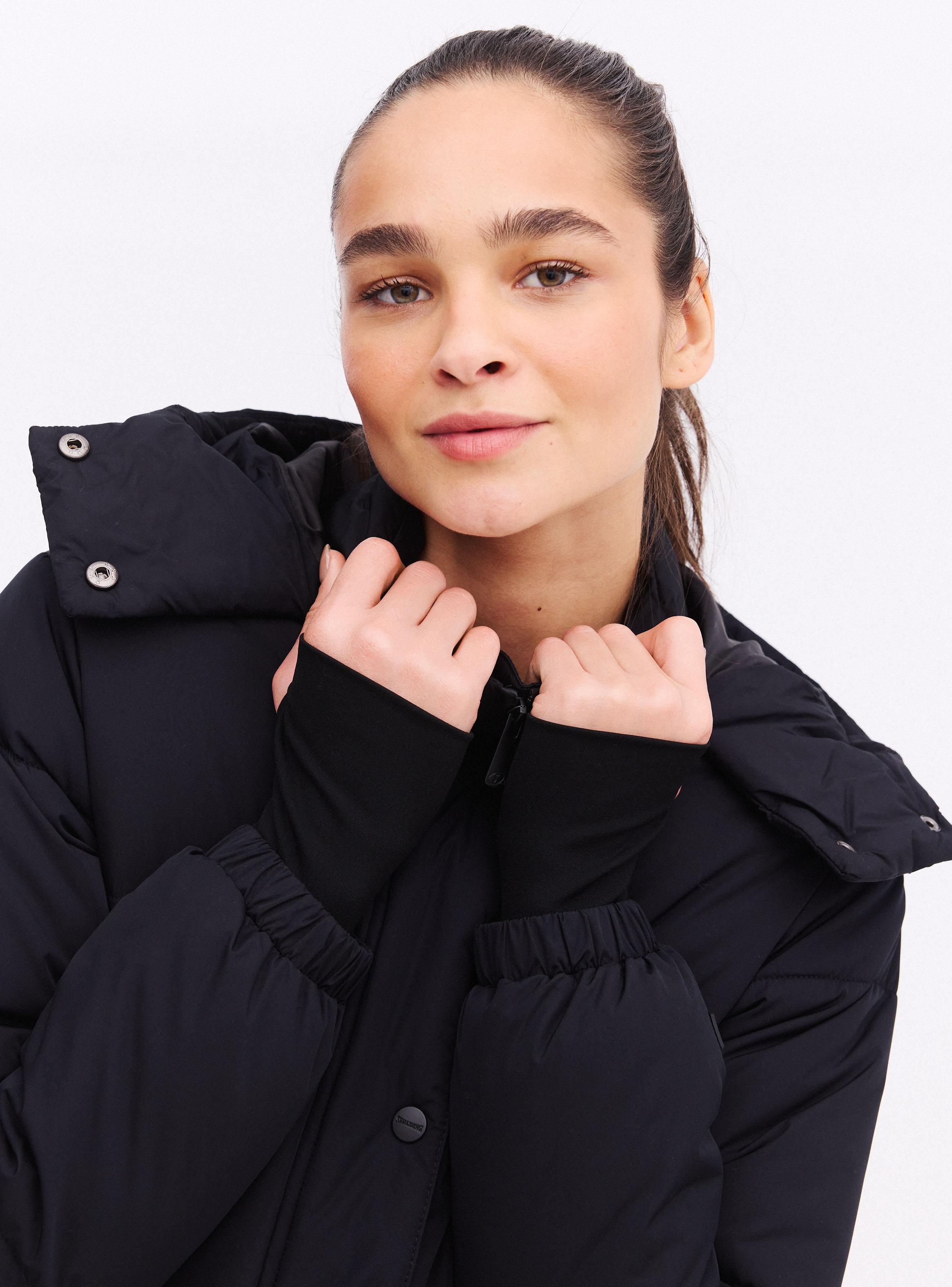 Parka Larga con Broches y Gorro-2