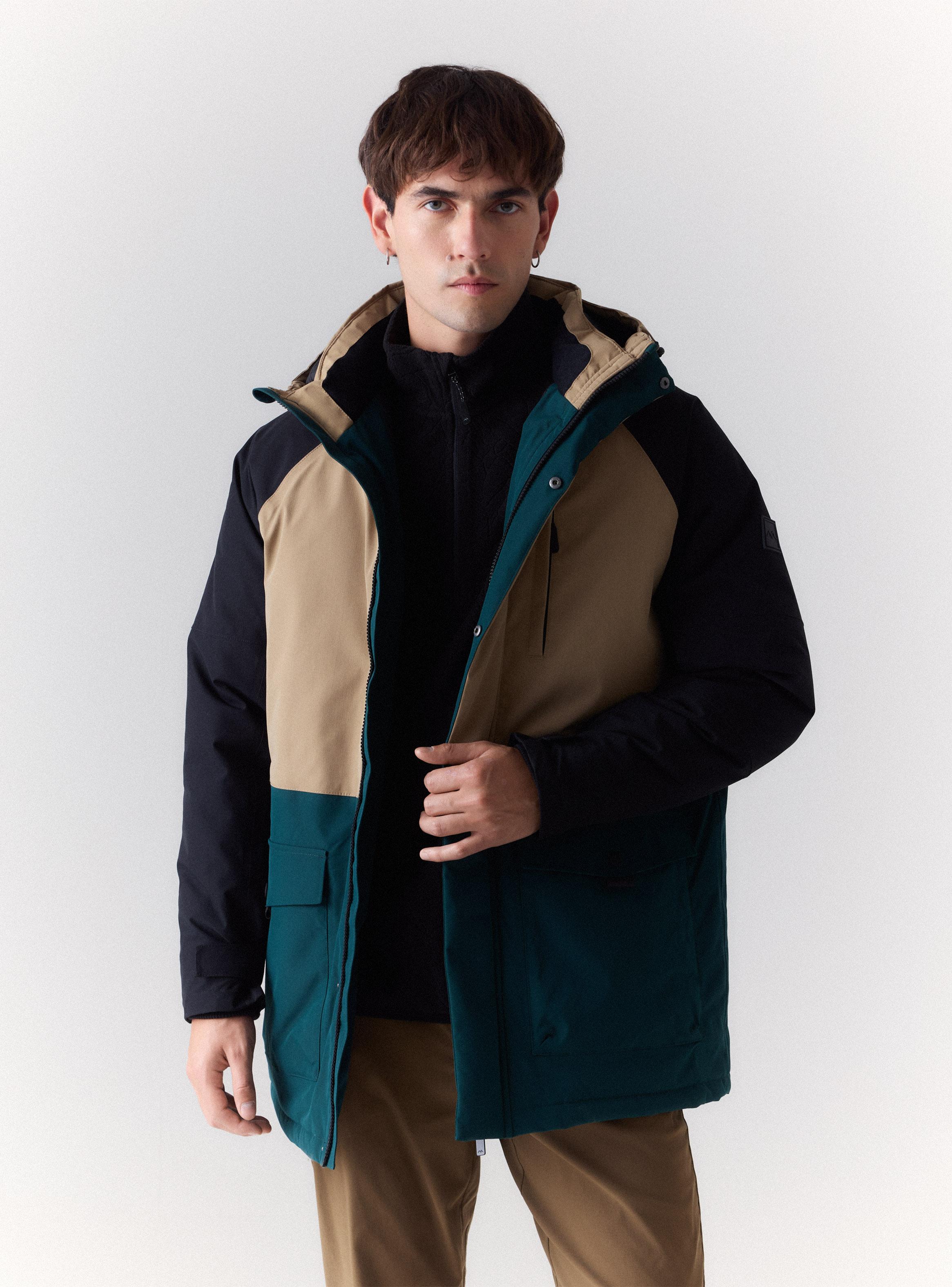 Parka Color Block Resistente al Agua-0