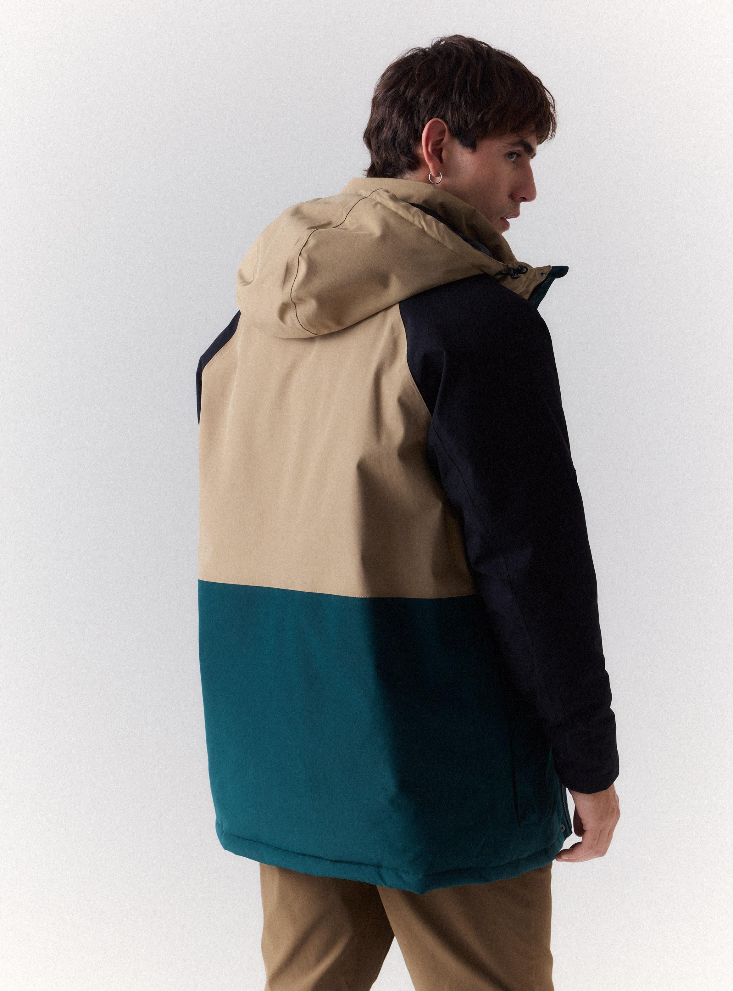 Parka Color Block Resistente al Agua-1
