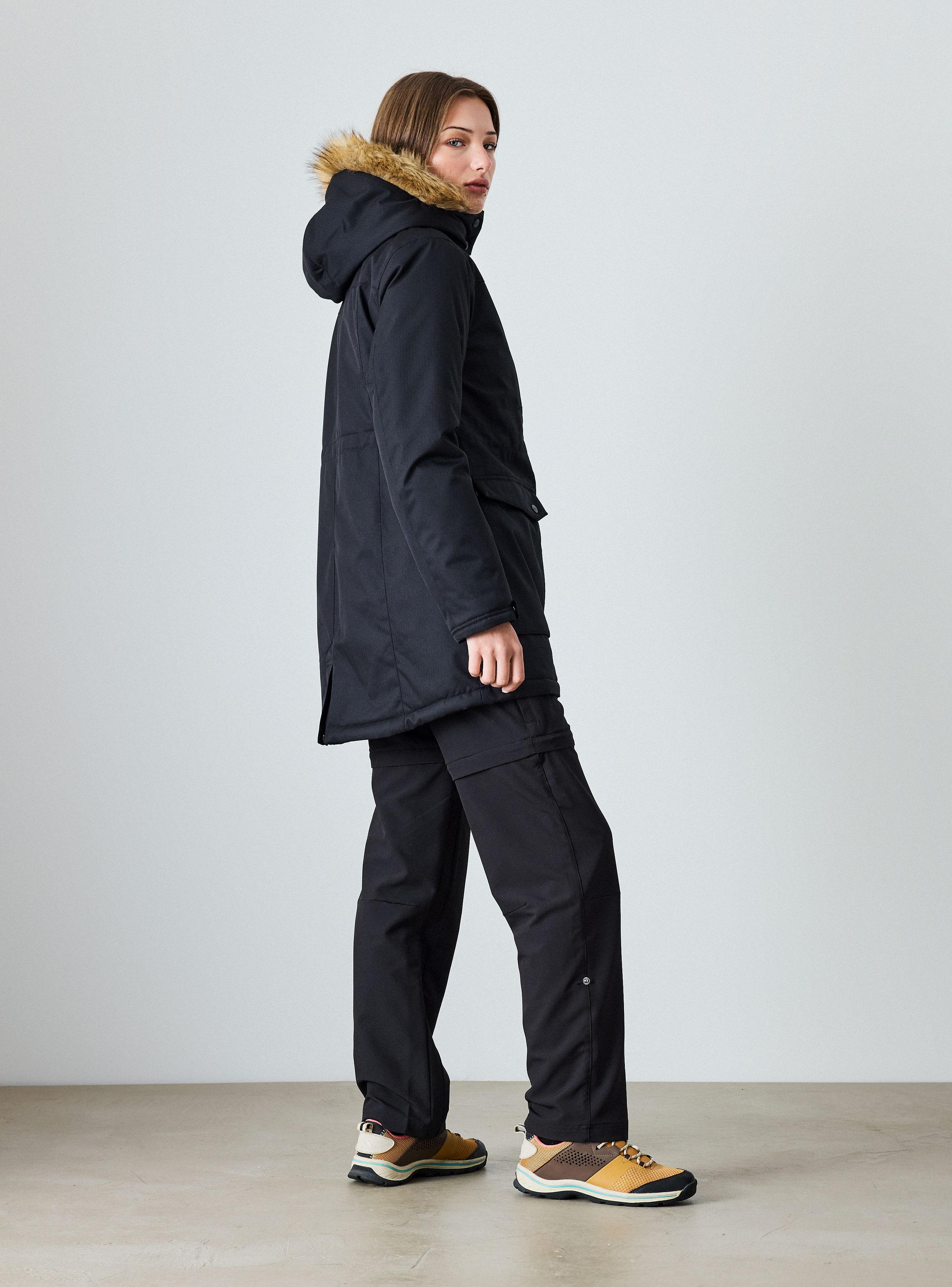 Parka Larga Gorro con Piel Desmontable Repelente al Agua-5