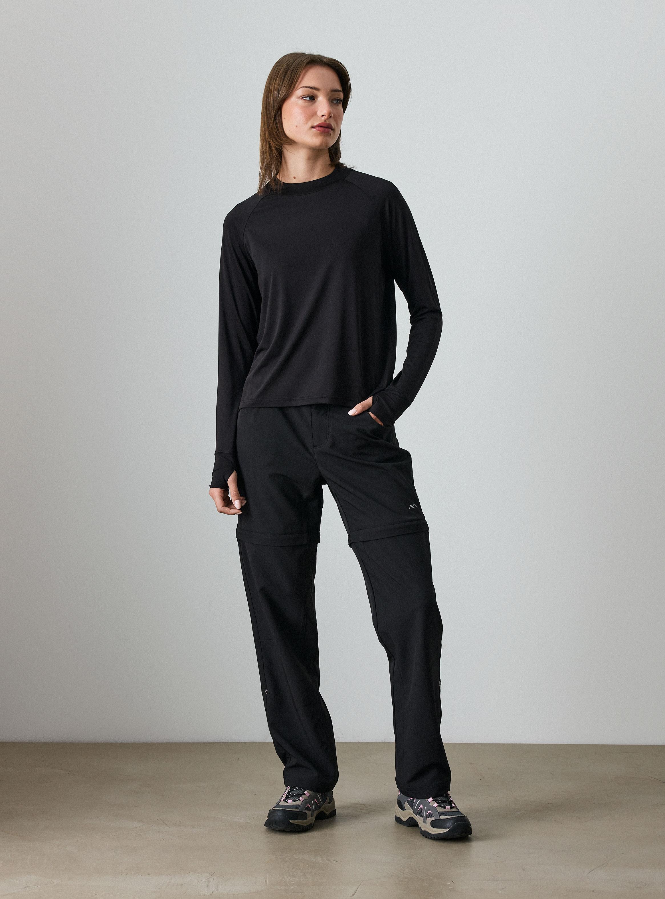 Polera Manga Larga Color Liso Tela Liviana-4