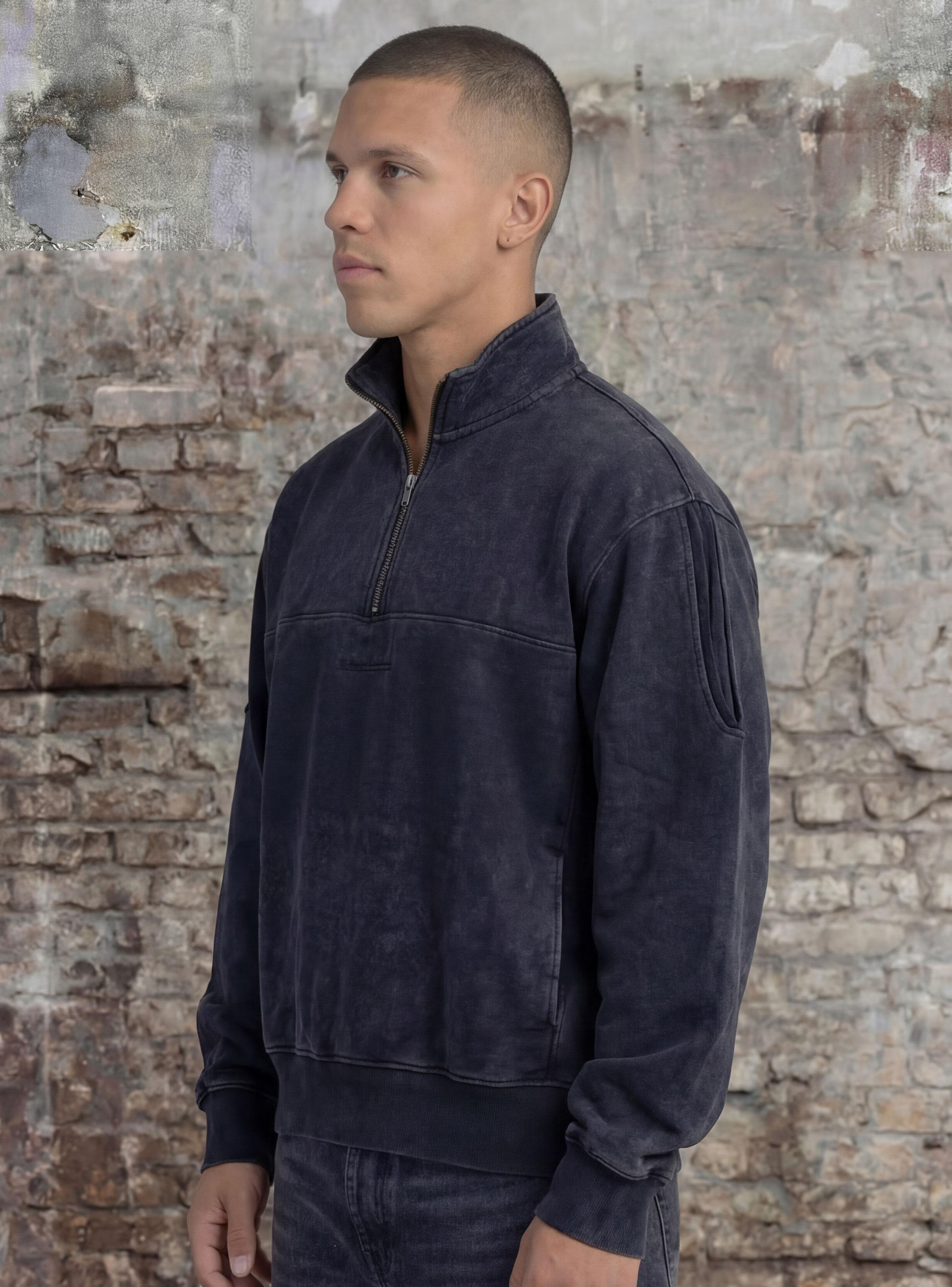 Polerón Half Zip Lavado Oversize-2