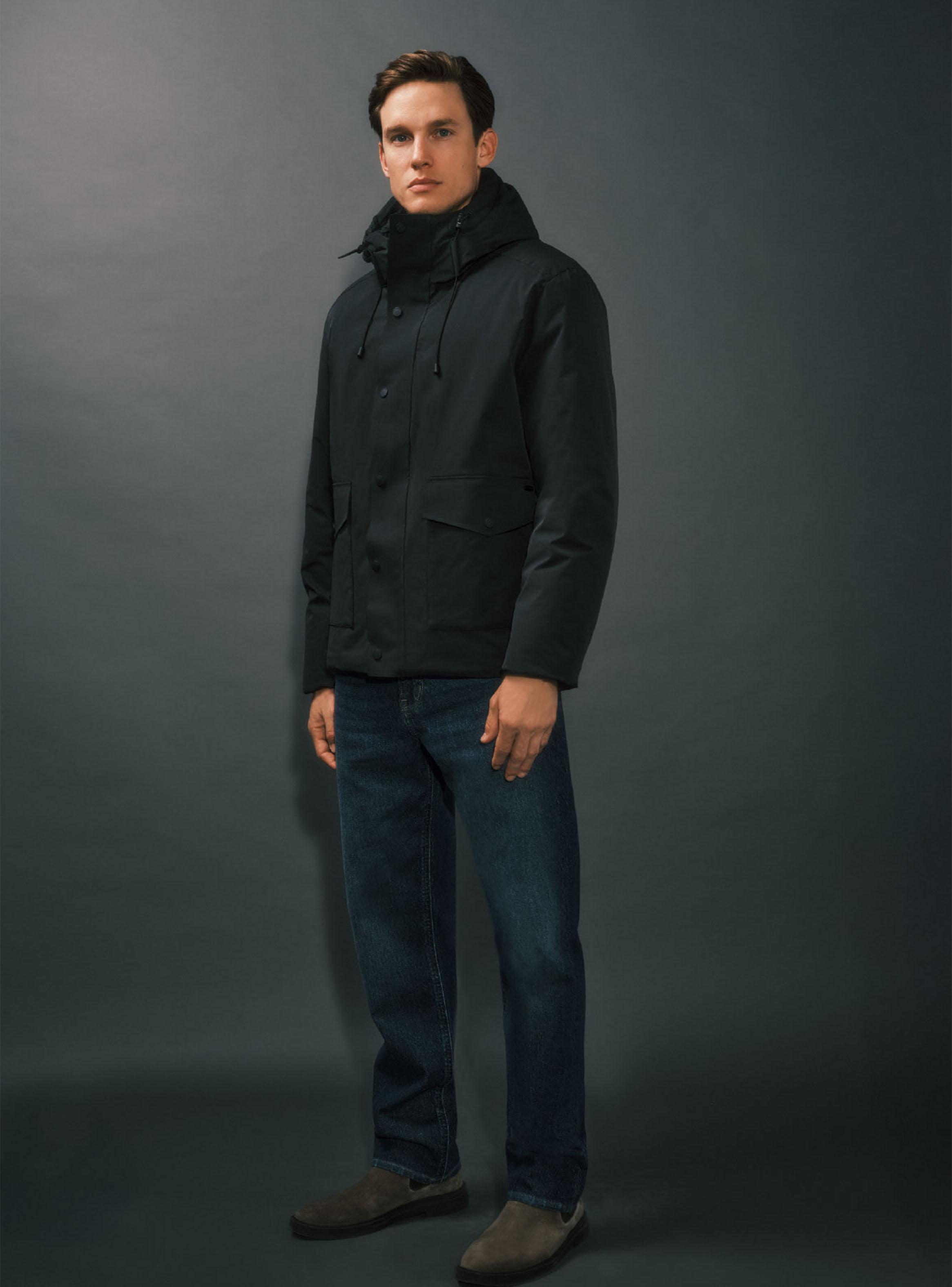 Parka con Capucha Casual Detalles-5