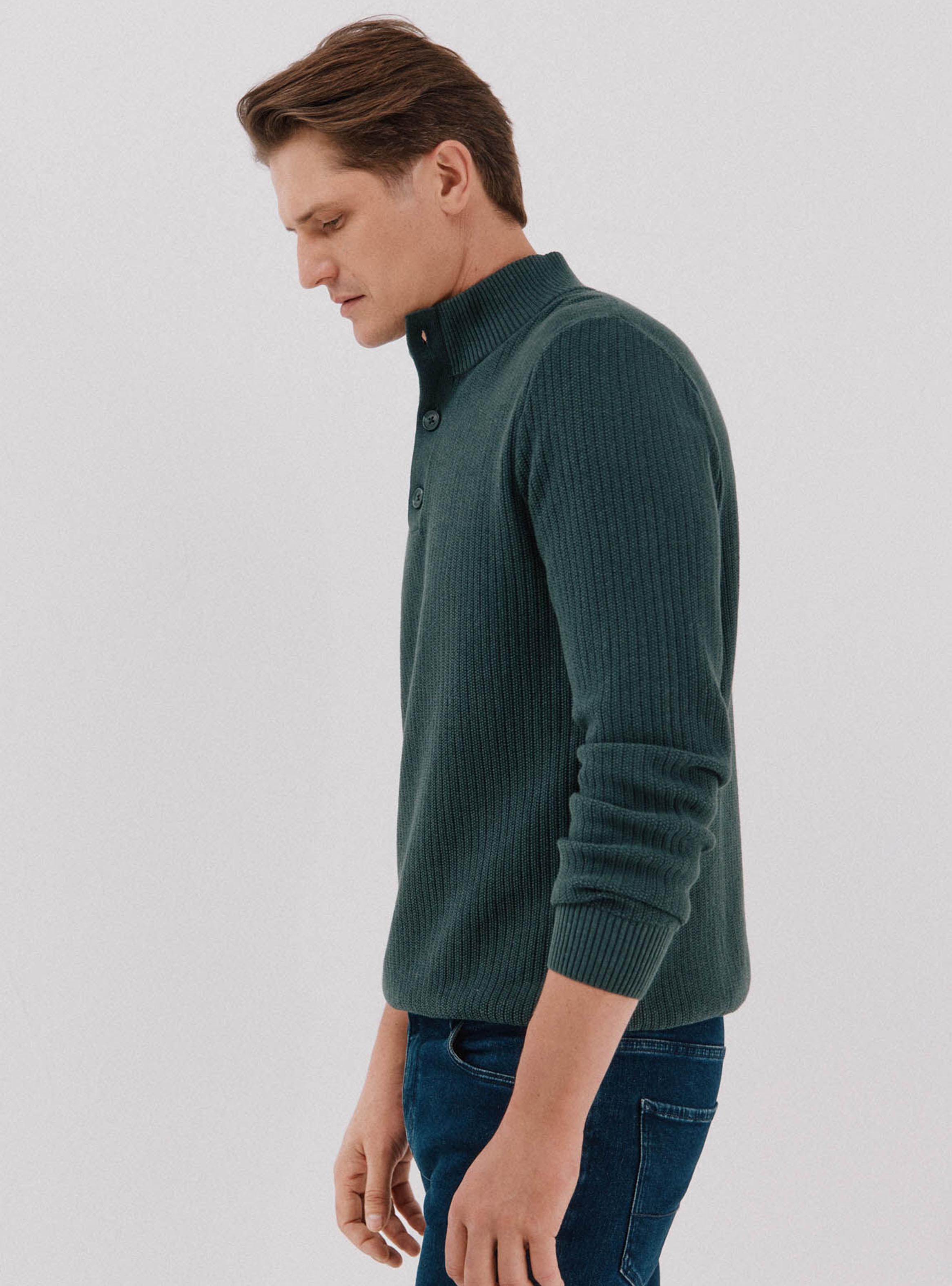 Chaleco Algodón Estructura Cuello Alto con Botones-2