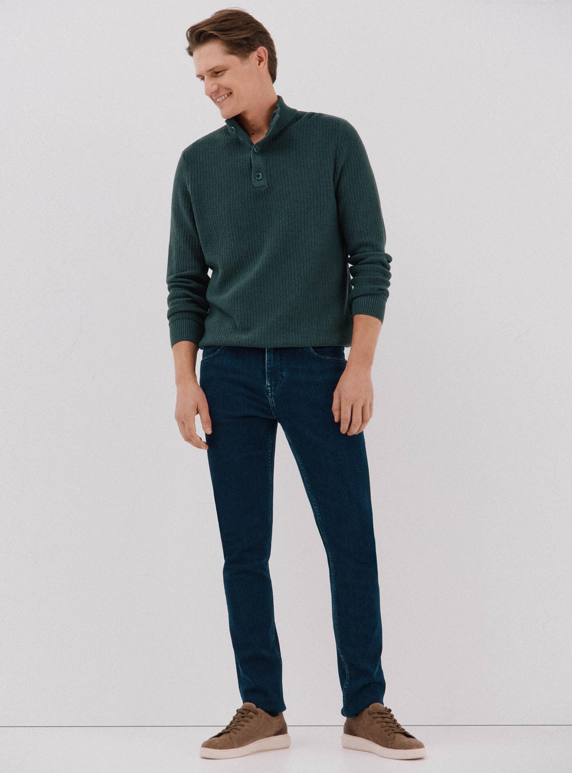 Chaleco Algodón Estructura Cuello Alto con Botones-4