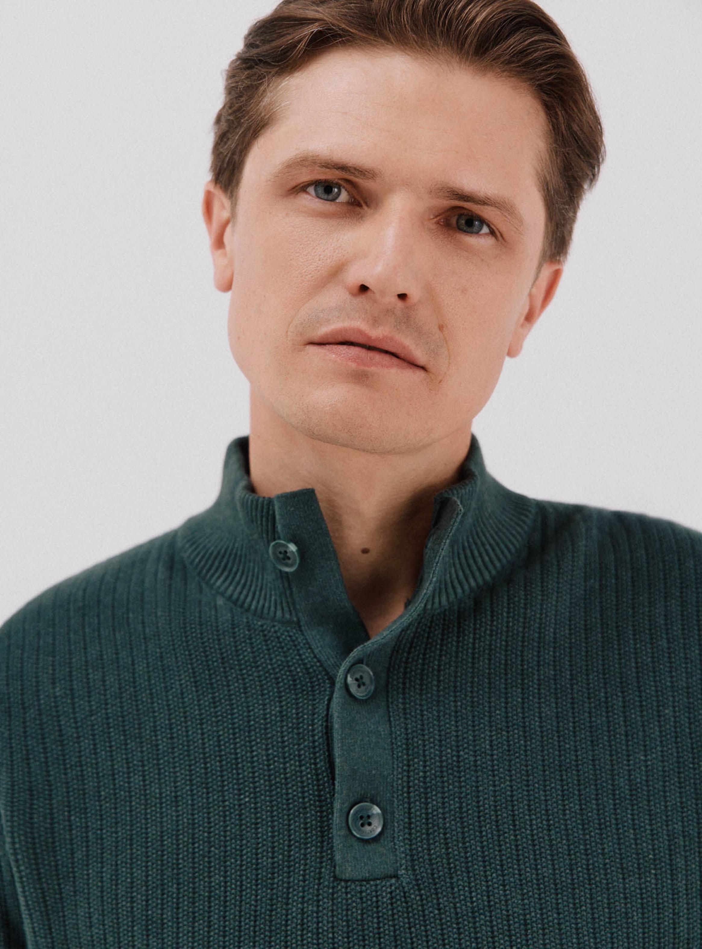 Chaleco Algodón Estructura Cuello Alto con Botones-3