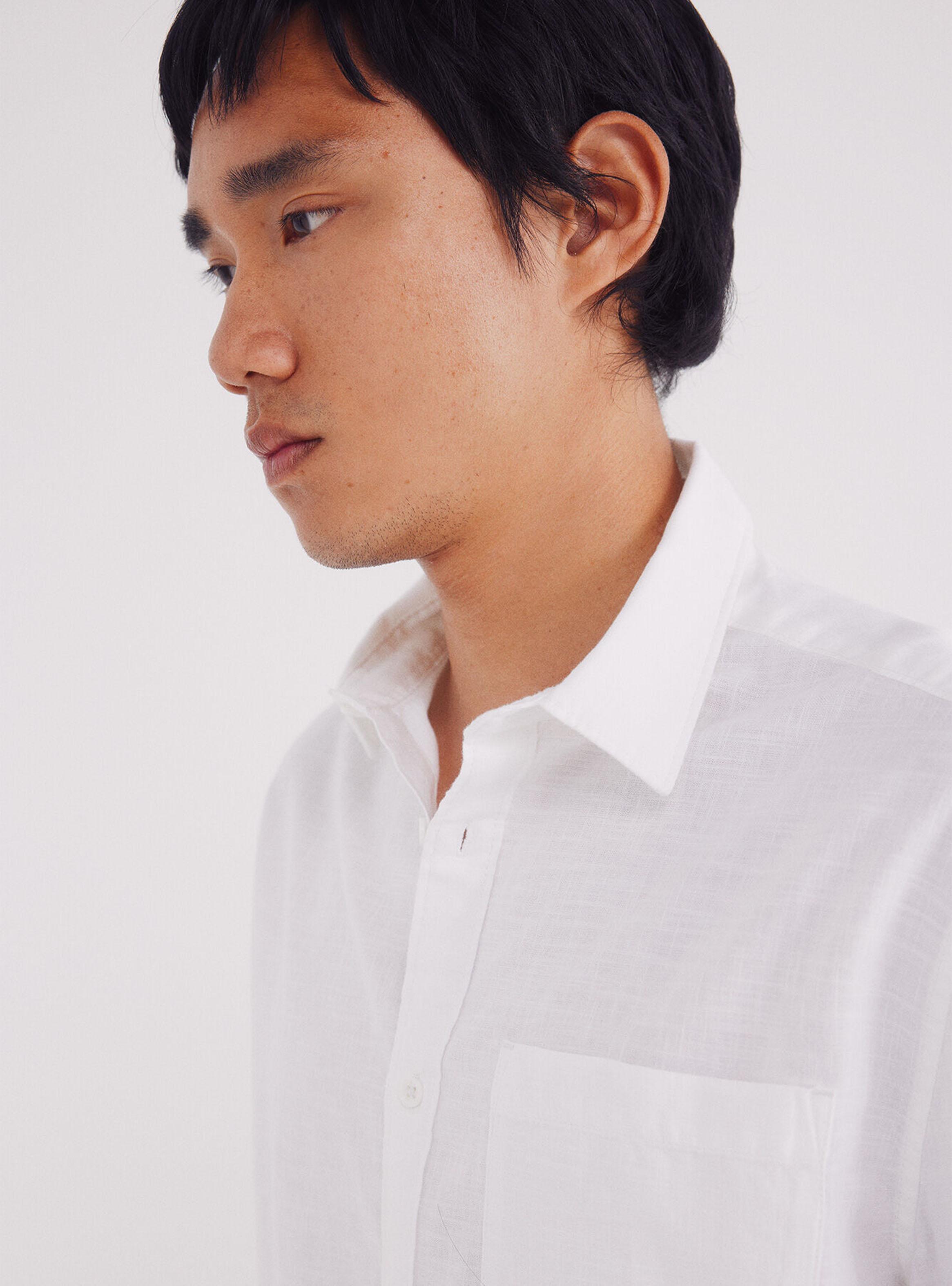 Camisa Lisa Unicolor Bolsillo Frontal-2