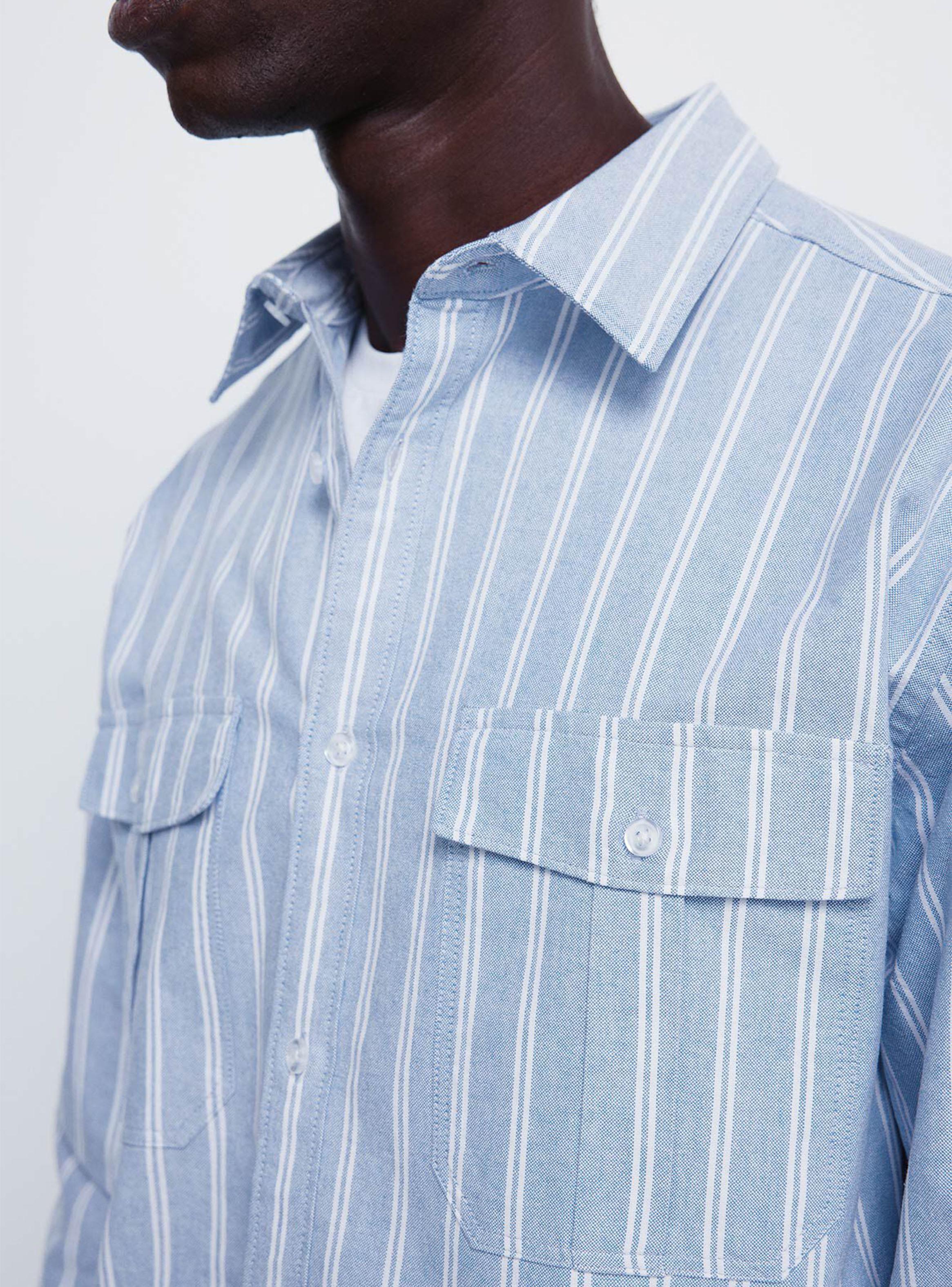 Camisa Manga Larga Oxford Rayas y Bolsillos-3