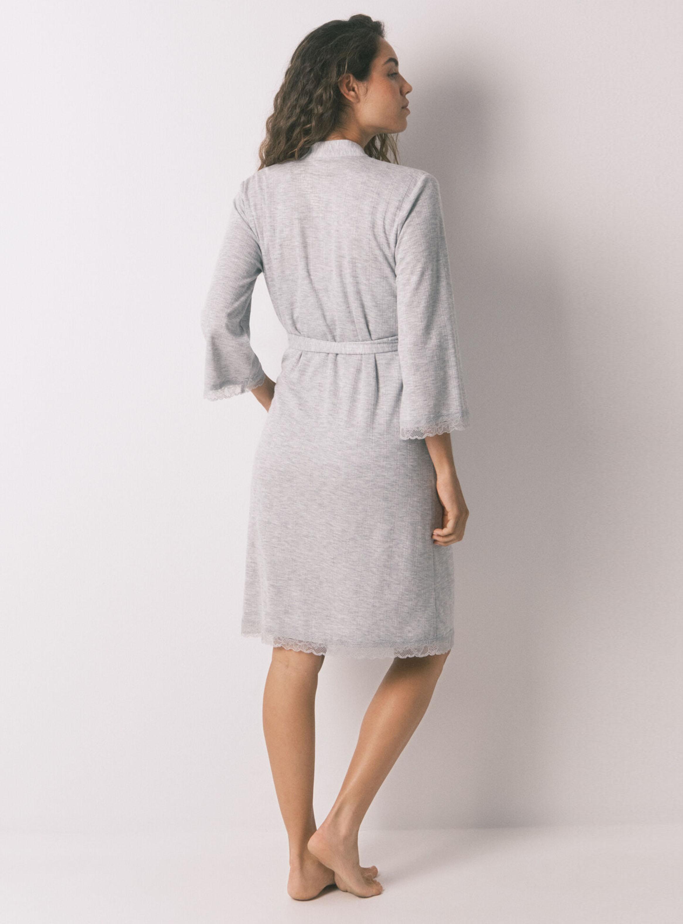 Bata Larga Maternity Pointelle Oscuro-2