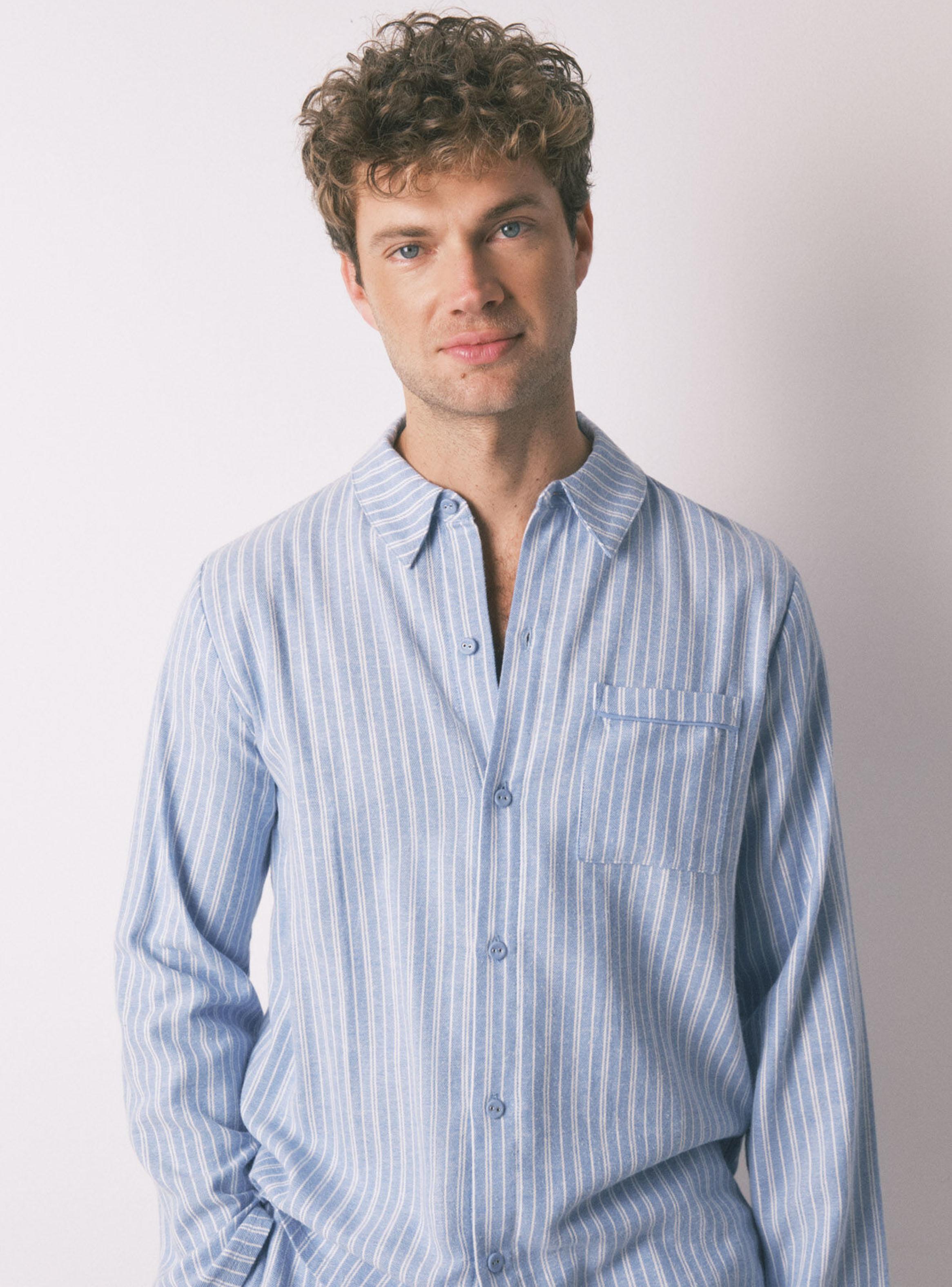 Pijama Camisero Rayas Algodón-2