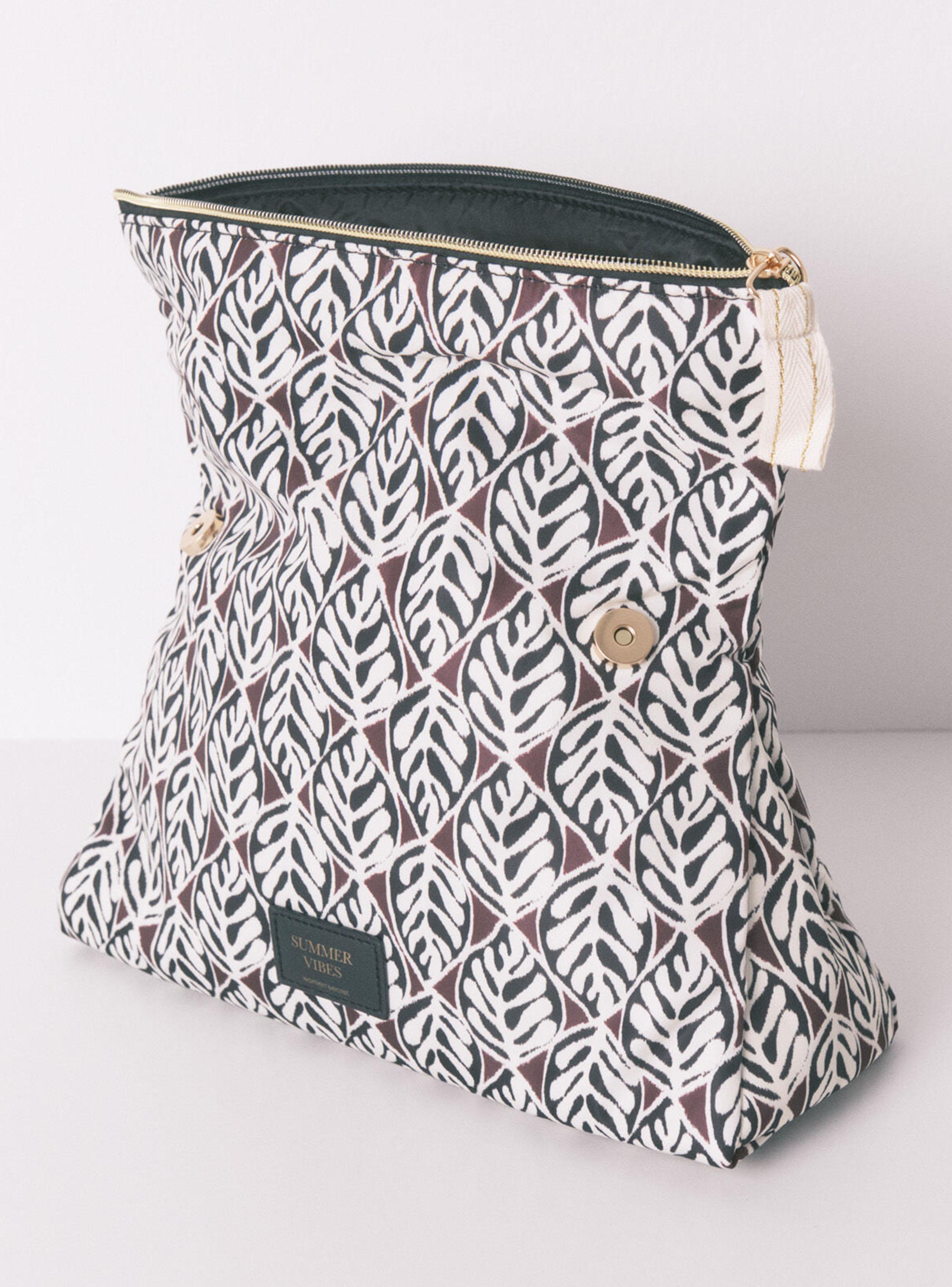Bolso de Playa Malla y Nailon Estampado Blanco-2
