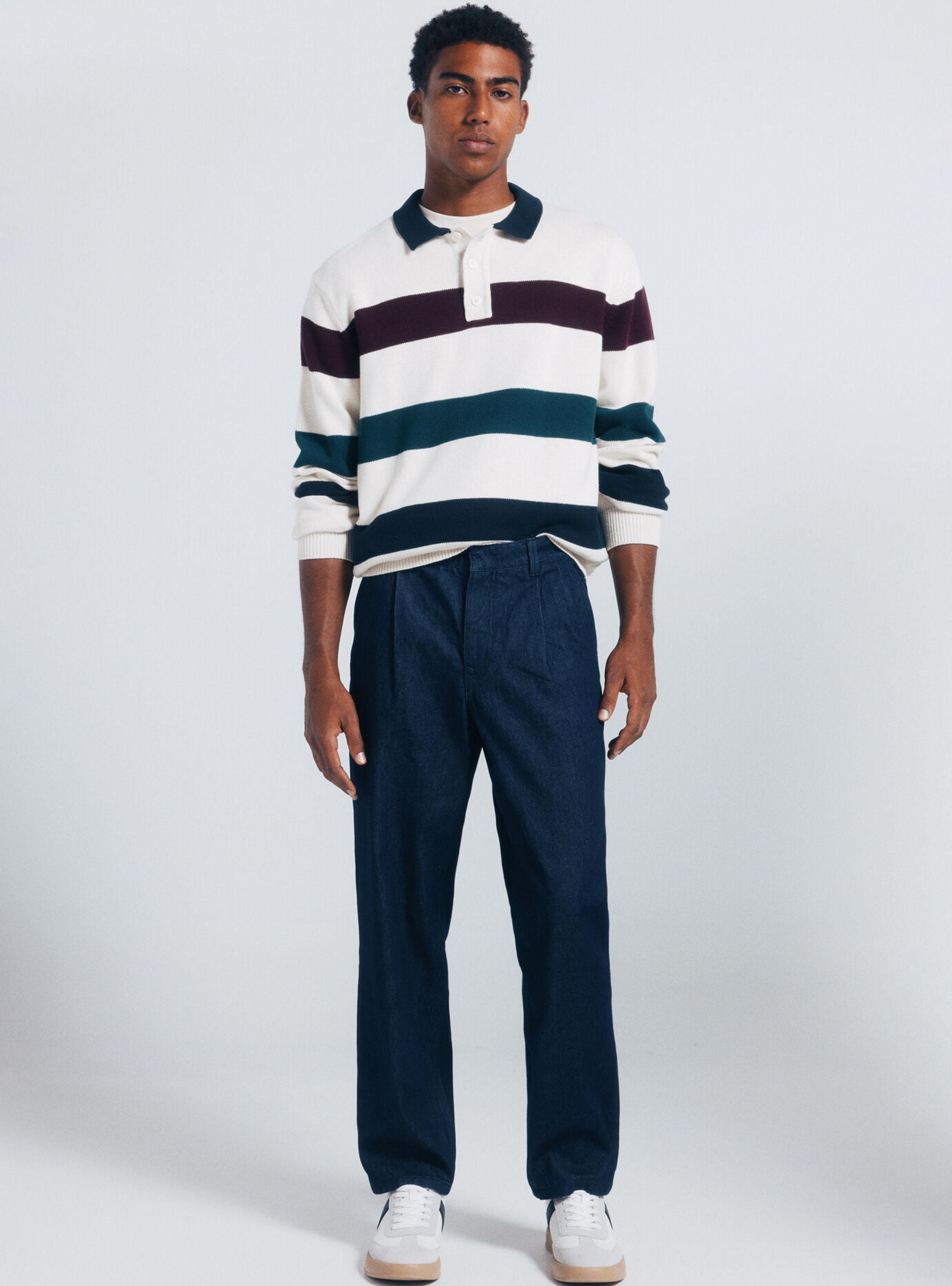 Chaleco Jersey Rayas Cuello Polo-3