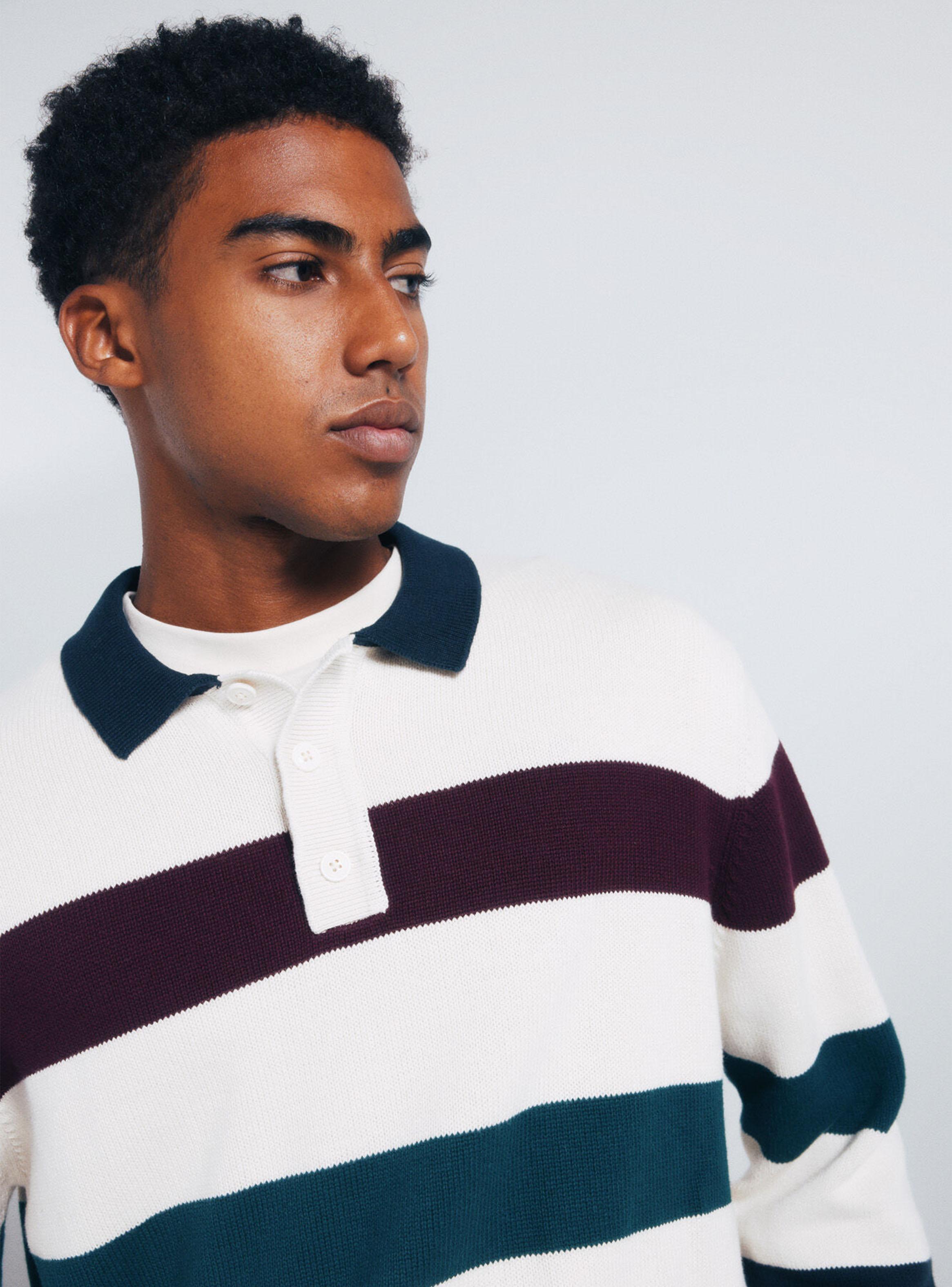 Chaleco Jersey Rayas Cuello Polo-2