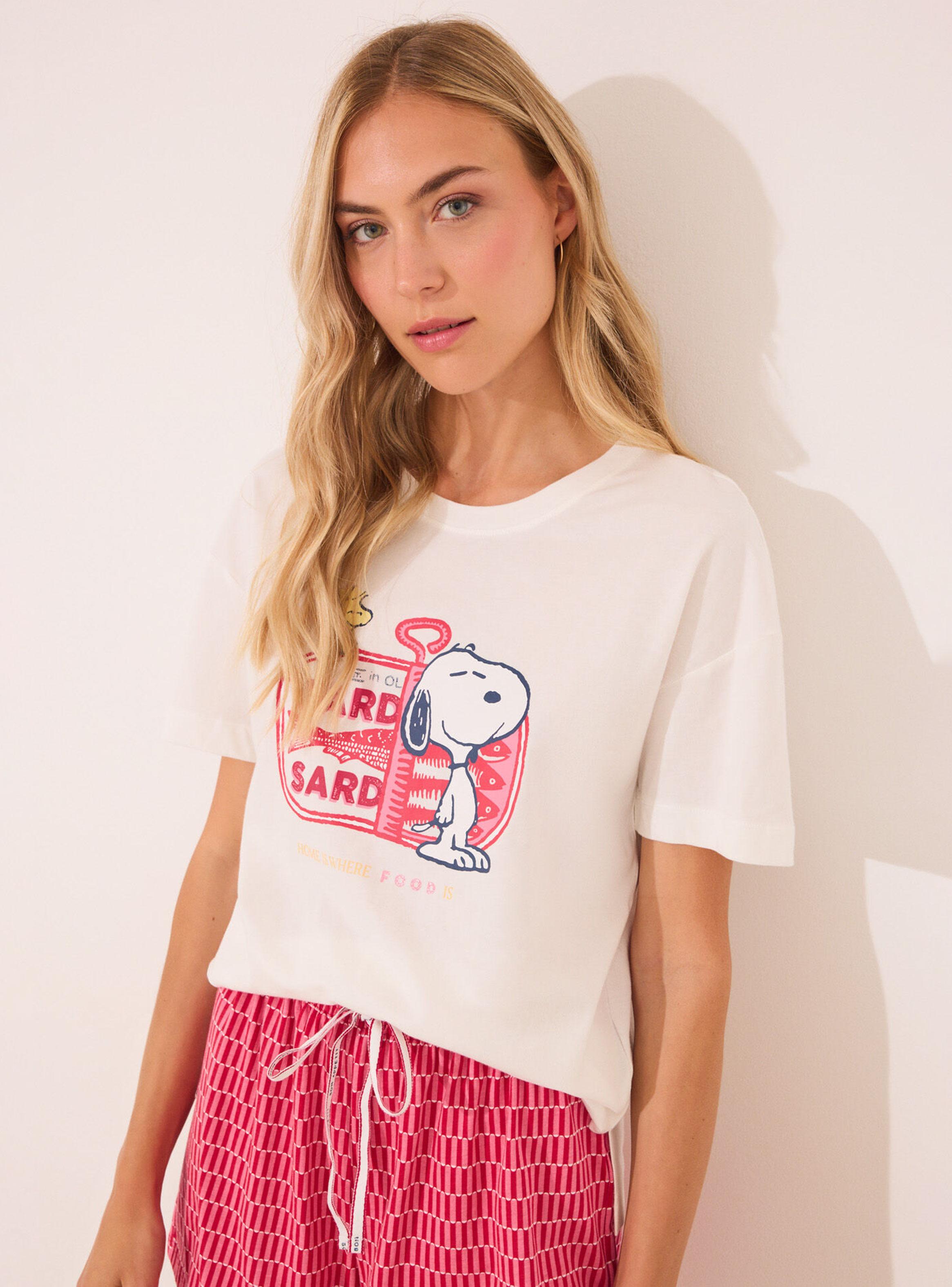 Pijama Corto Algodón Snoopy Rojo-2