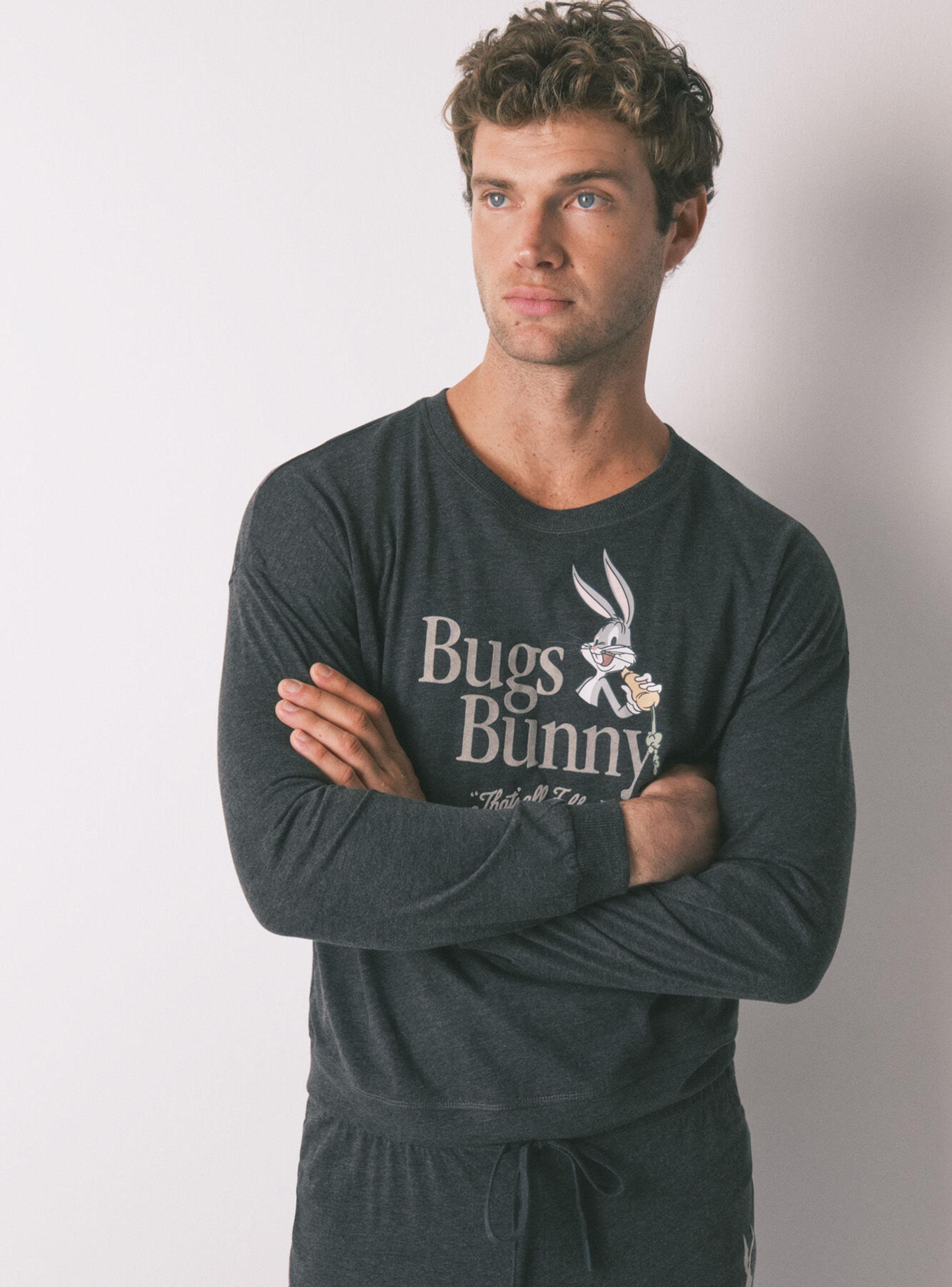 Pijama Largo Algodón Gris Bugs Bunny-3