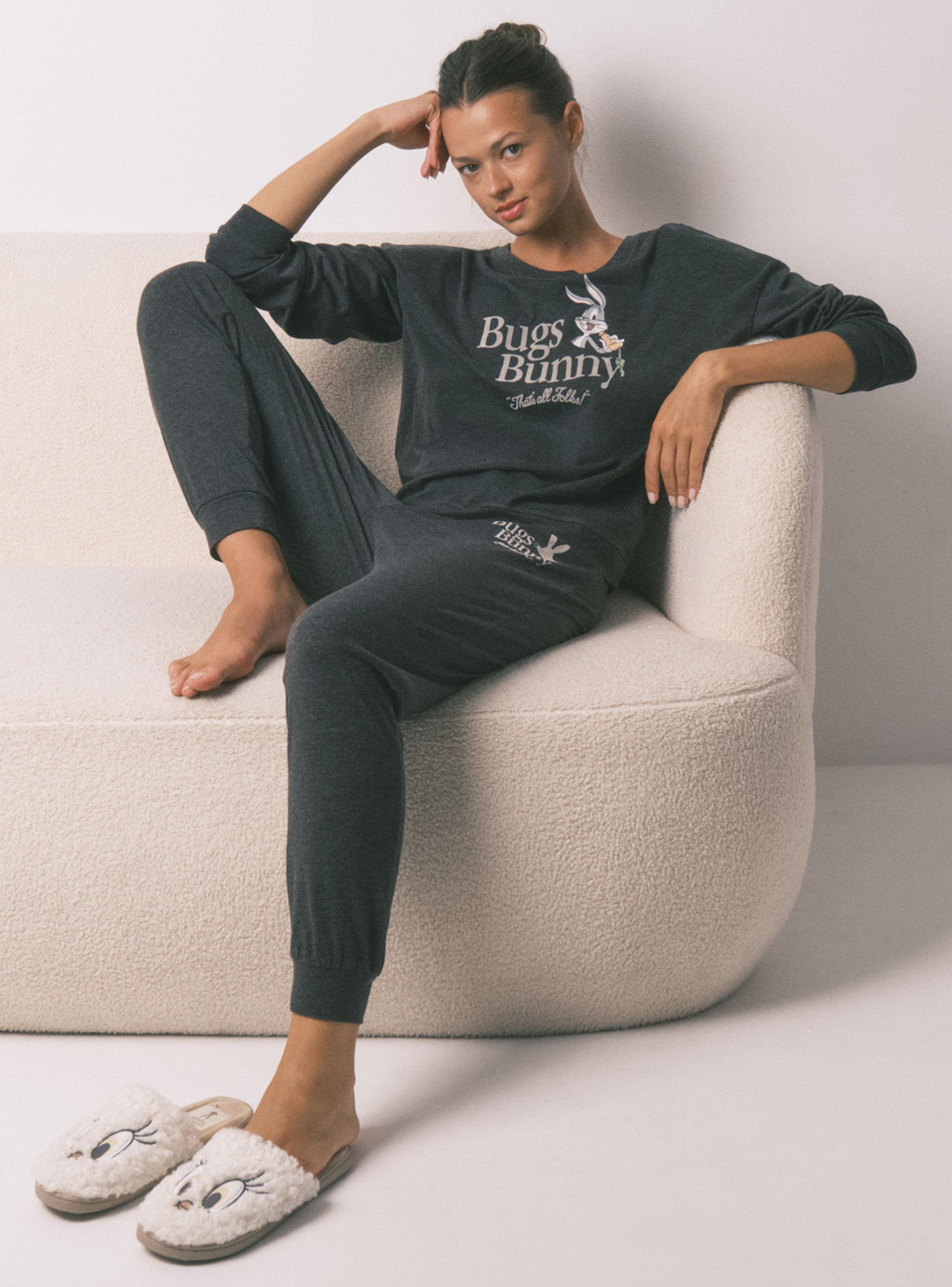Pijama Largo Algodón Gris Bugs Bunny-2