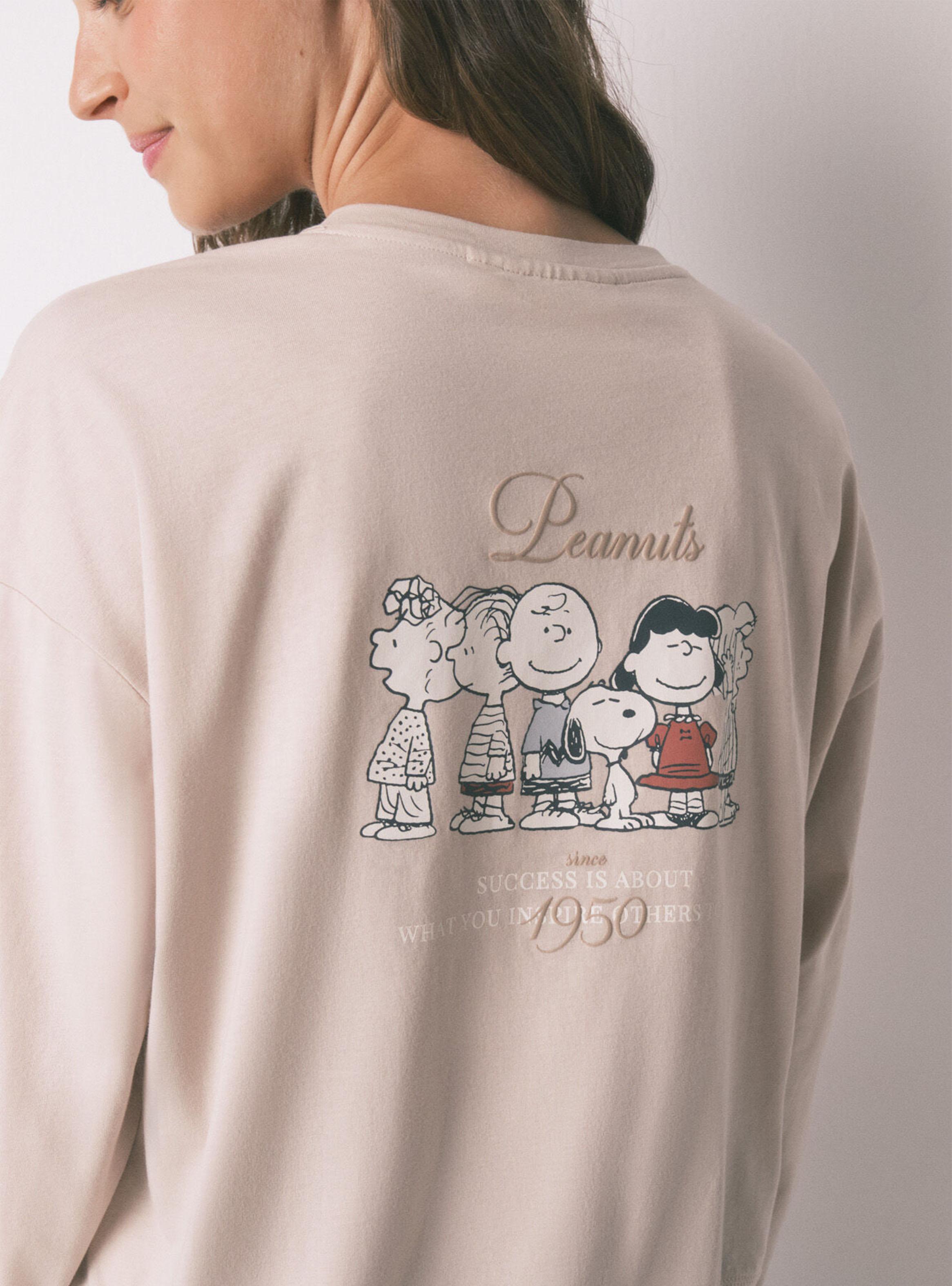 Pijama Largo Snoopy Algodón Beige-2