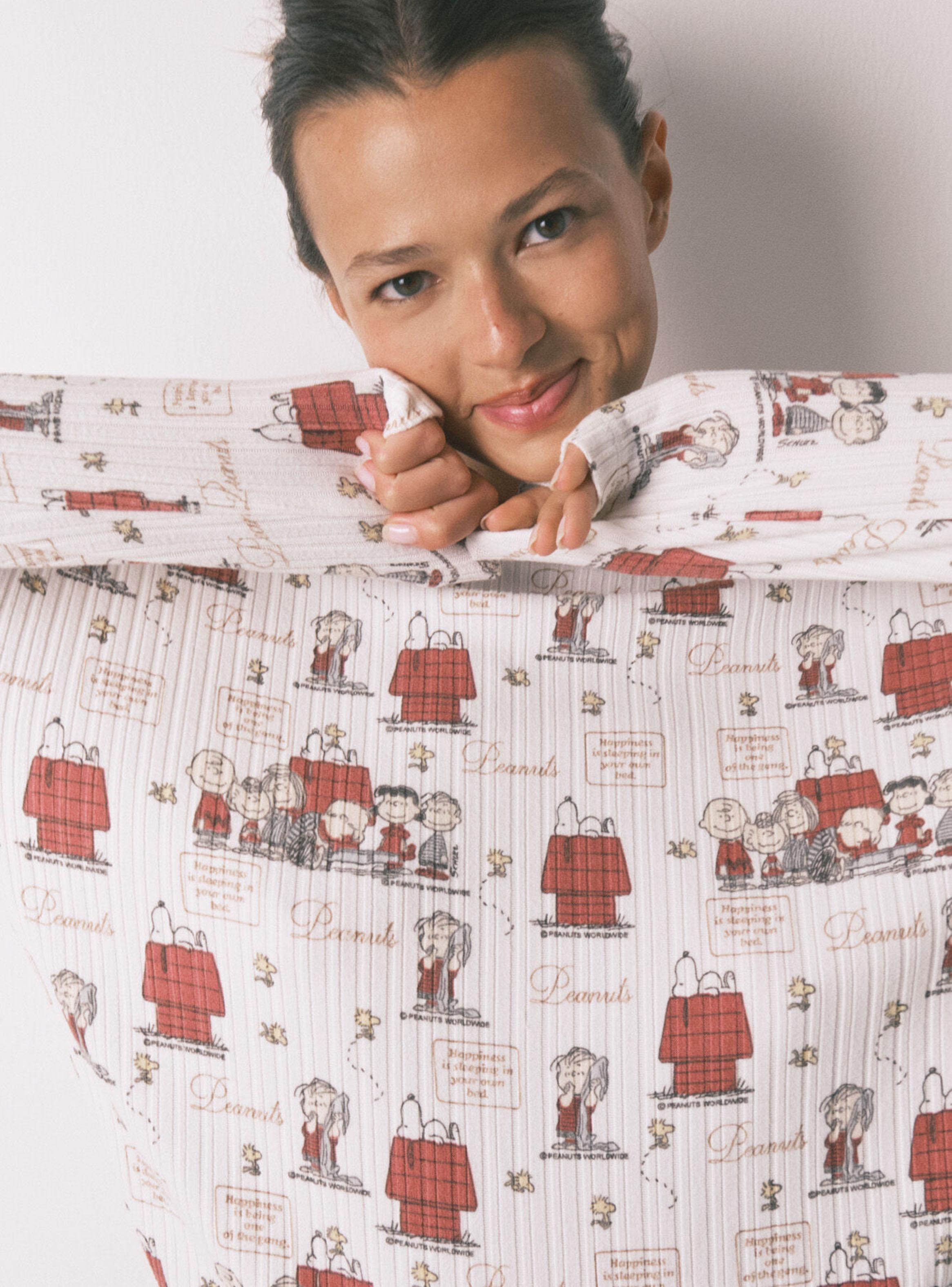 Pijama Largo Canalé Suave Blanco Snoopy-4