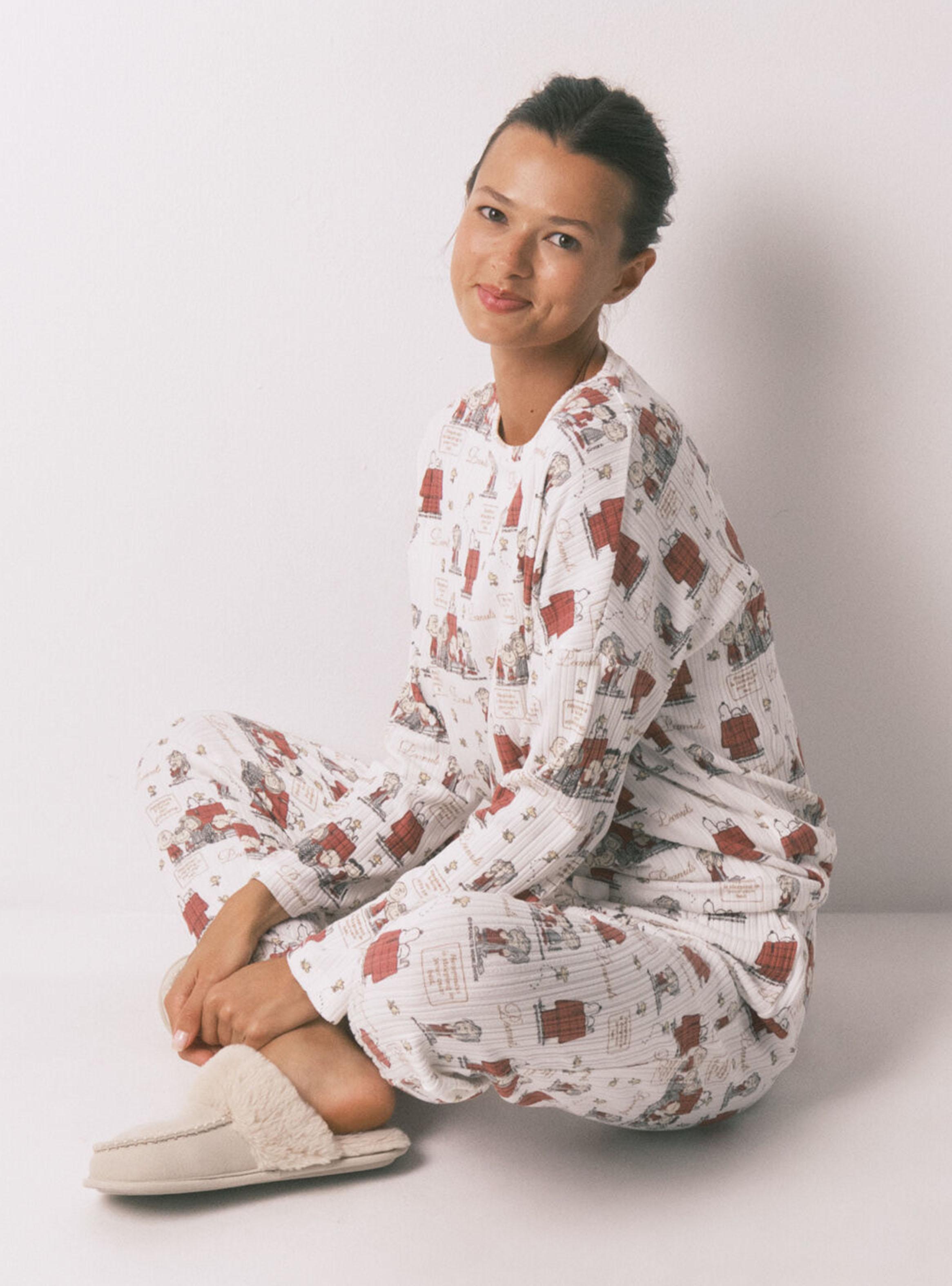 Pijama Largo Canalé Suave Blanco Snoopy-2