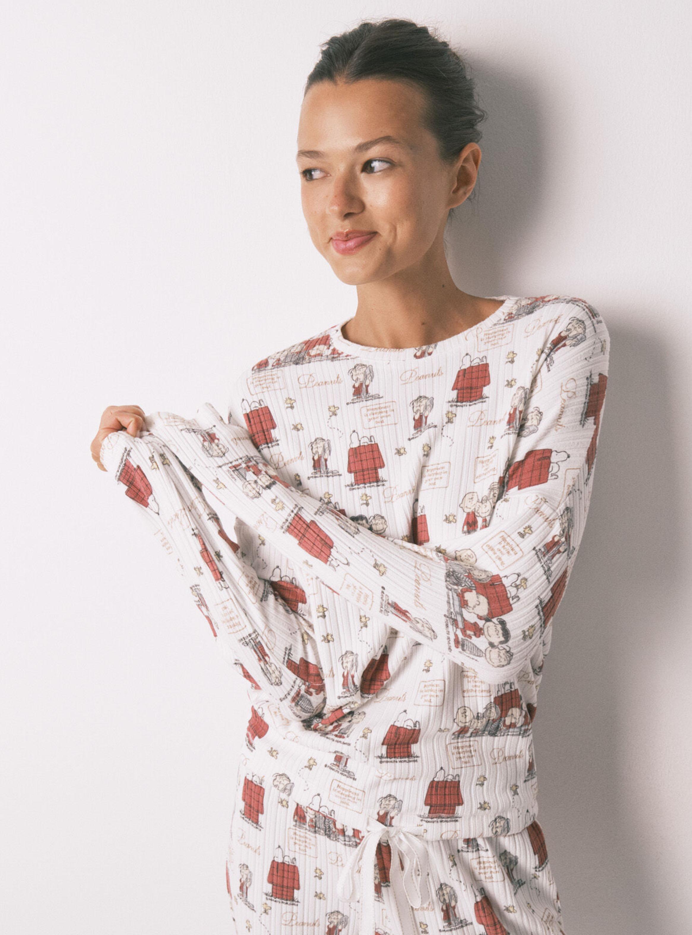 Pijama Largo Canalé Suave Blanco Snoopy-3