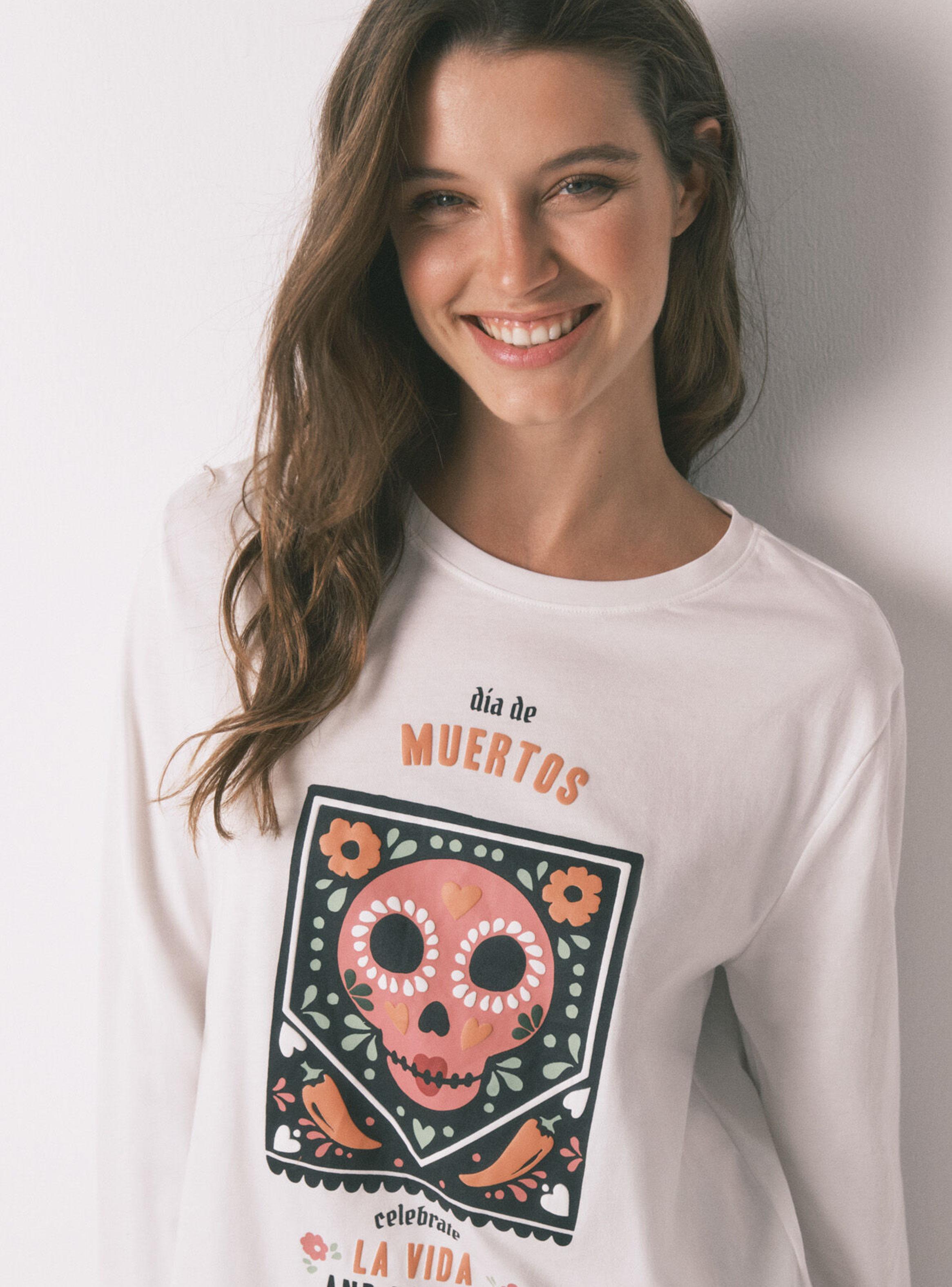 Pijama Largo Algodón Día de Muertos-3