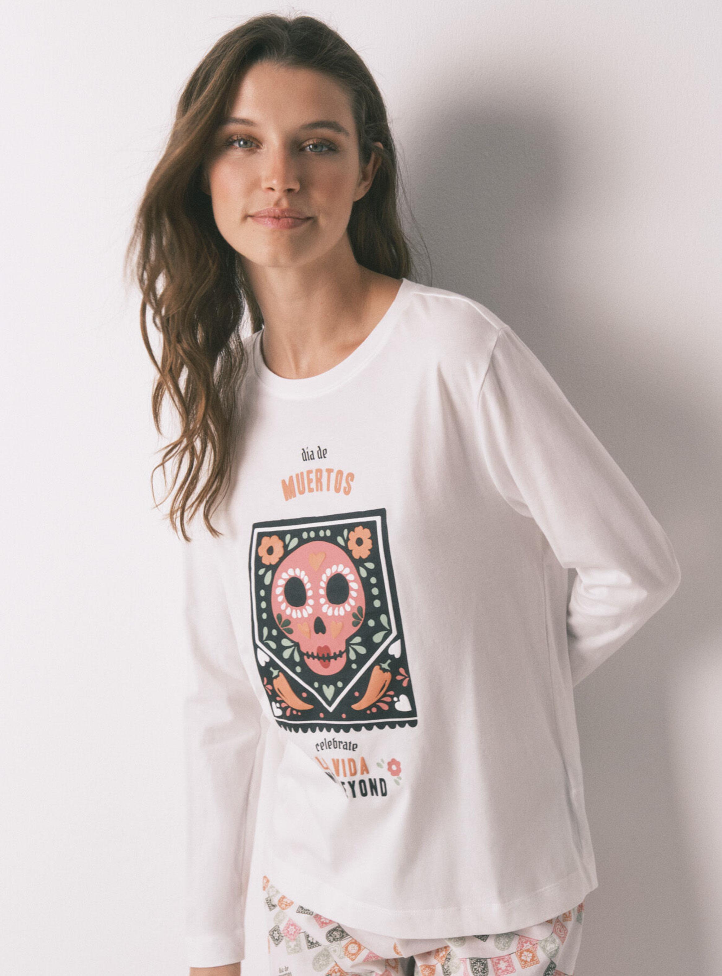 Pijama Largo Algodón Día de Muertos-2