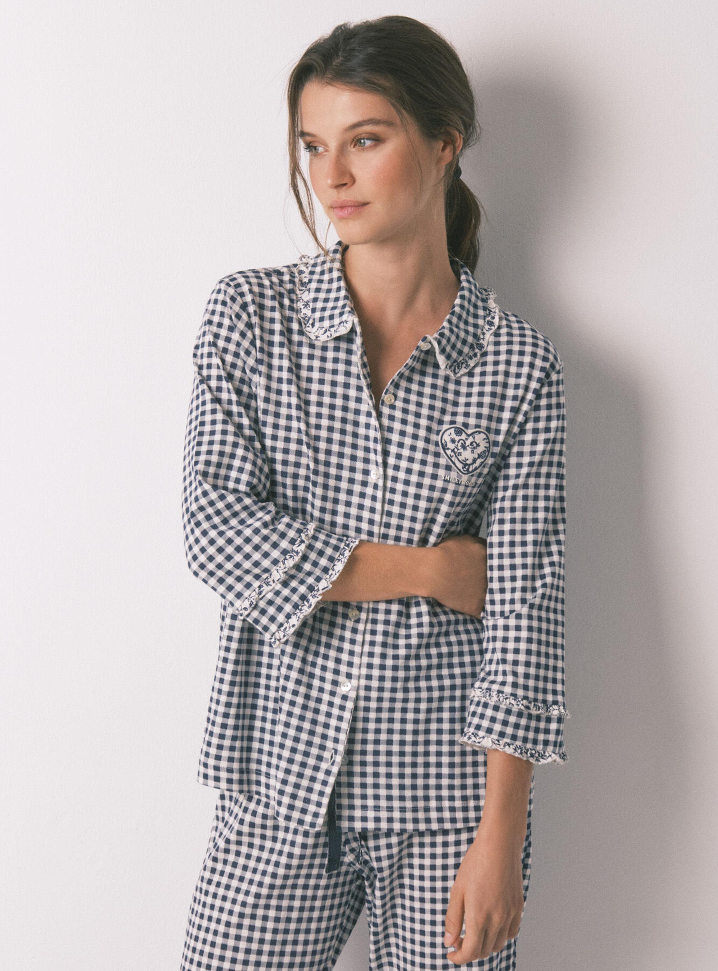 Pijama Camisero Largo Algodón Vichy-2