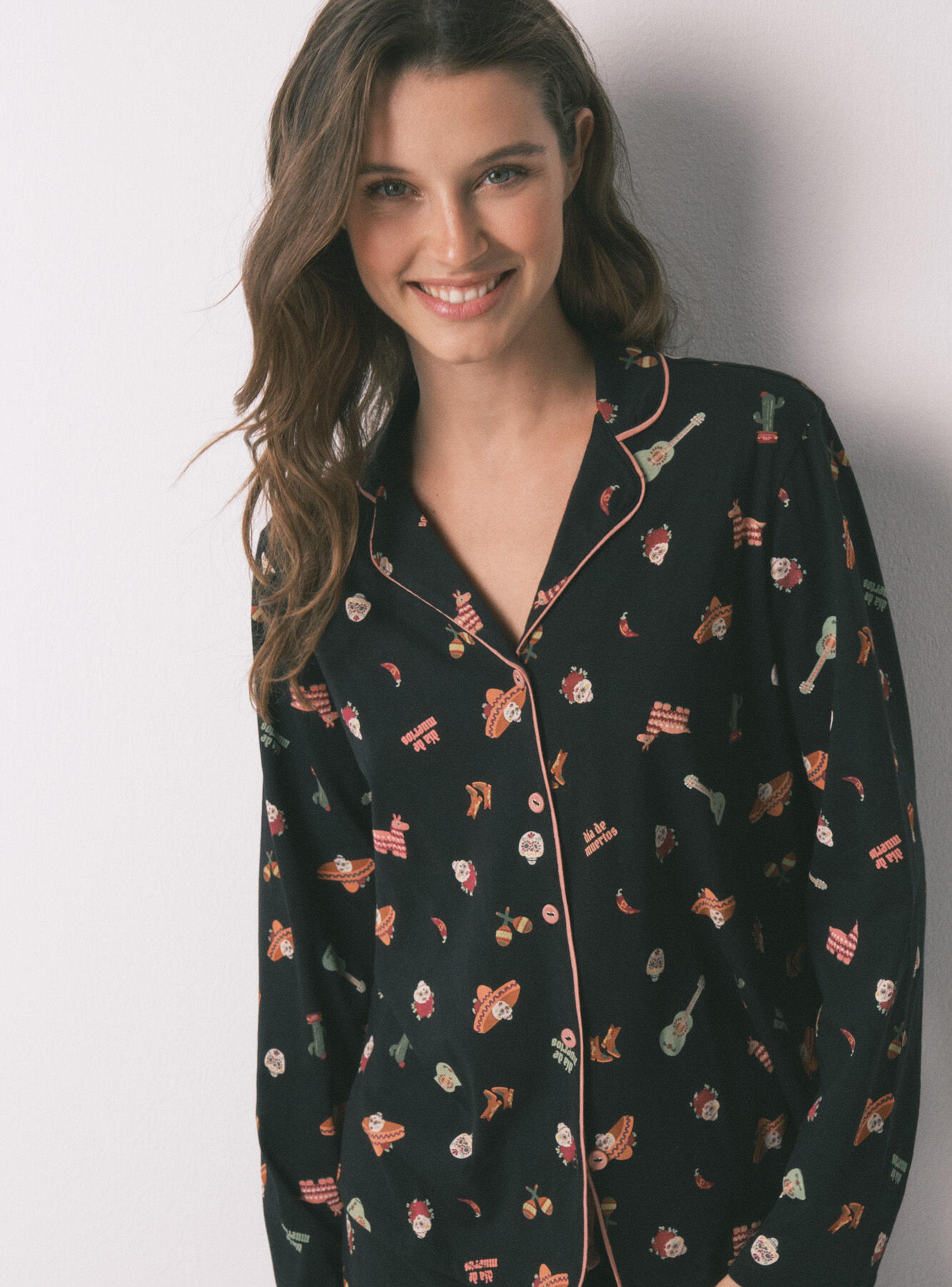 Pijama Camisero Algodón Día de Muertos-2