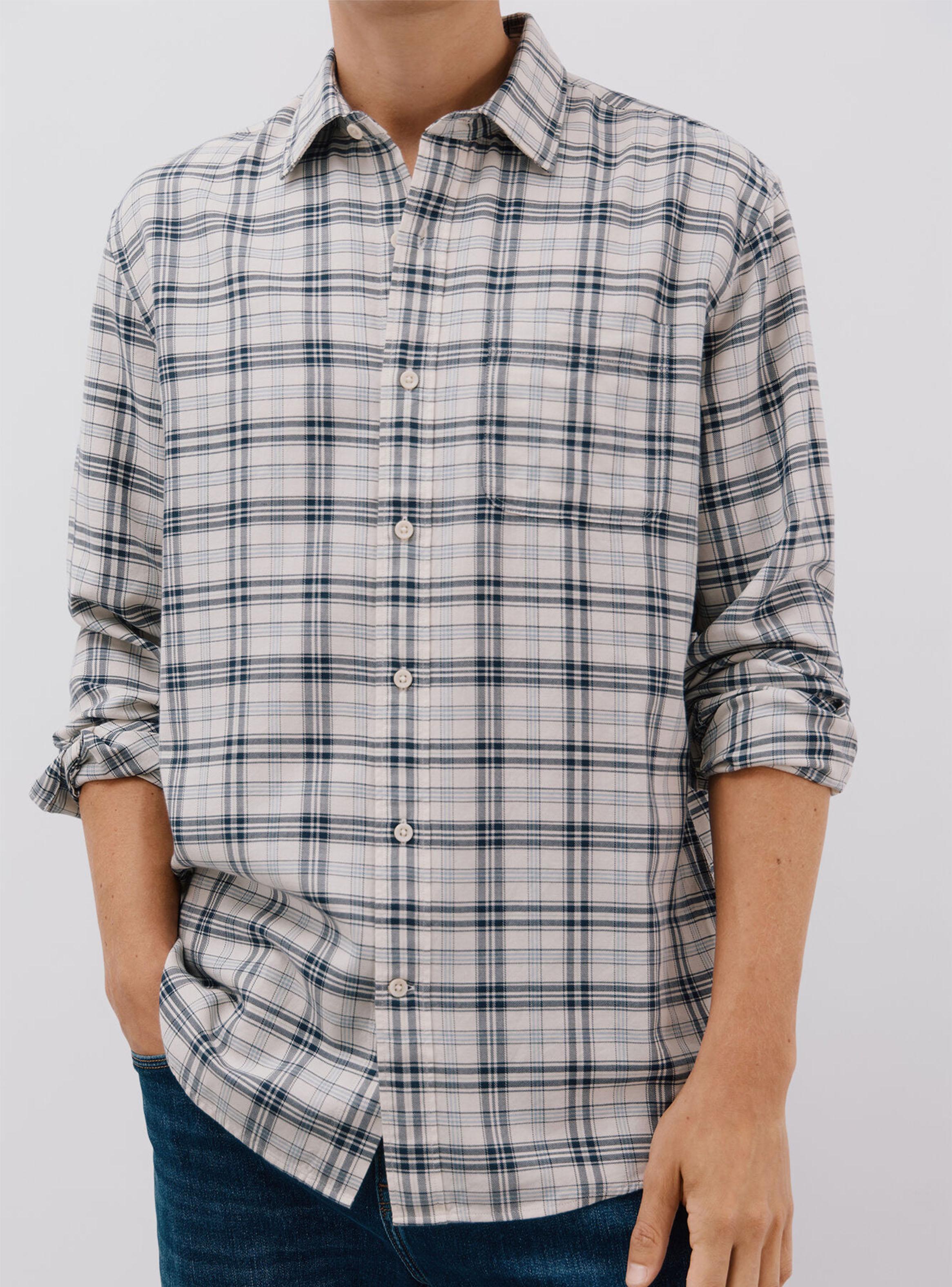 Camisa Print Cuadros Tencel-3