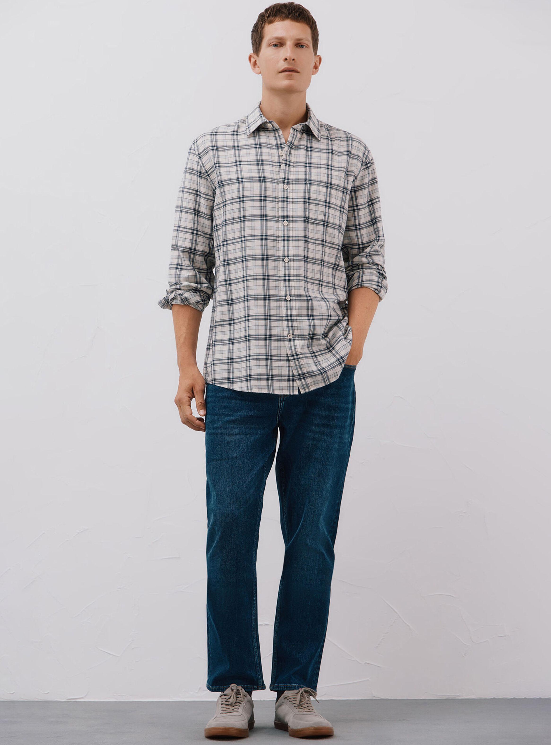 Camisa Print Cuadros Tencel-4