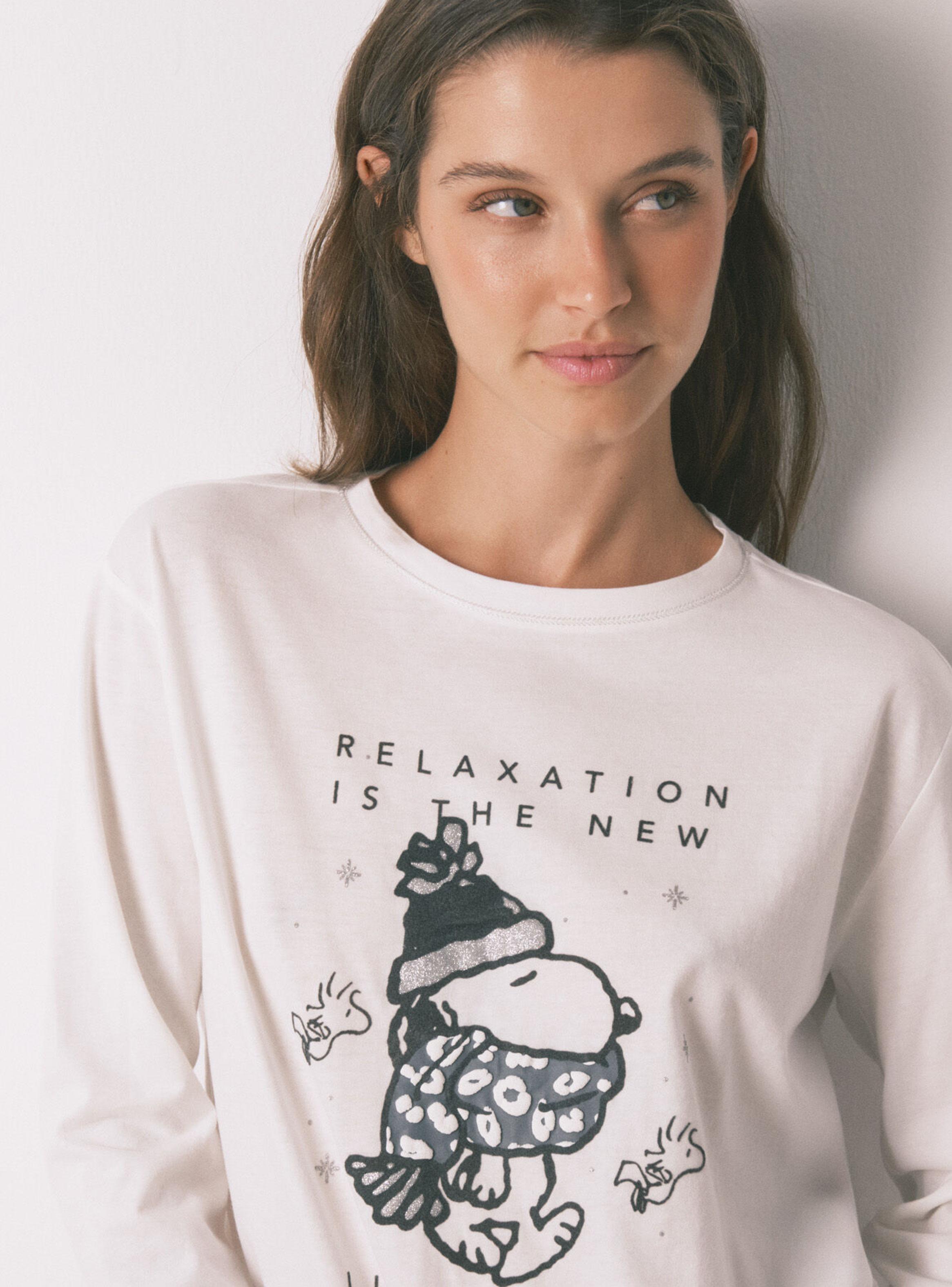 Pijama Largo Algodón Perchado Snoopy-3