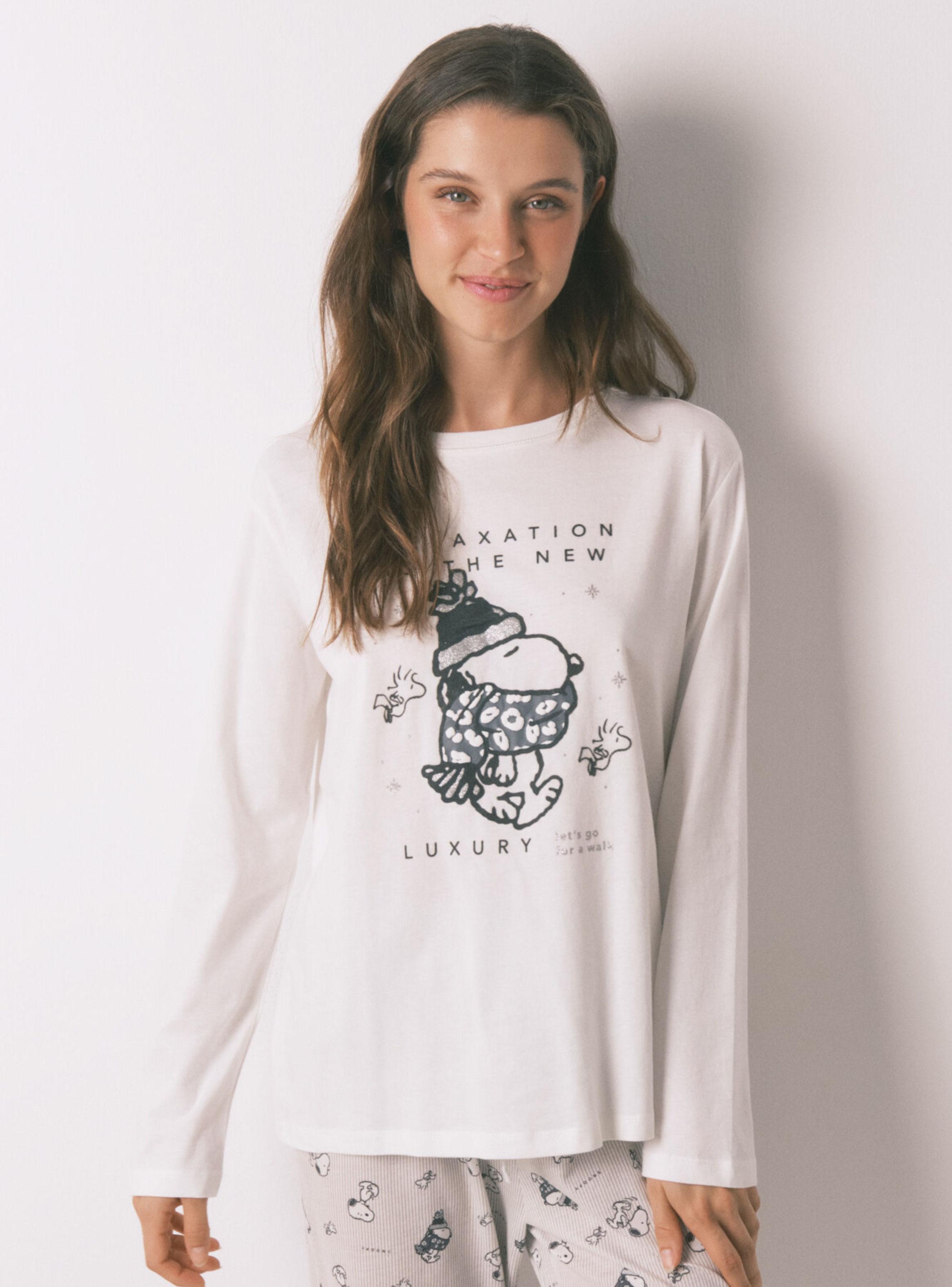 Pijama Largo Algodón Perchado Snoopy-2