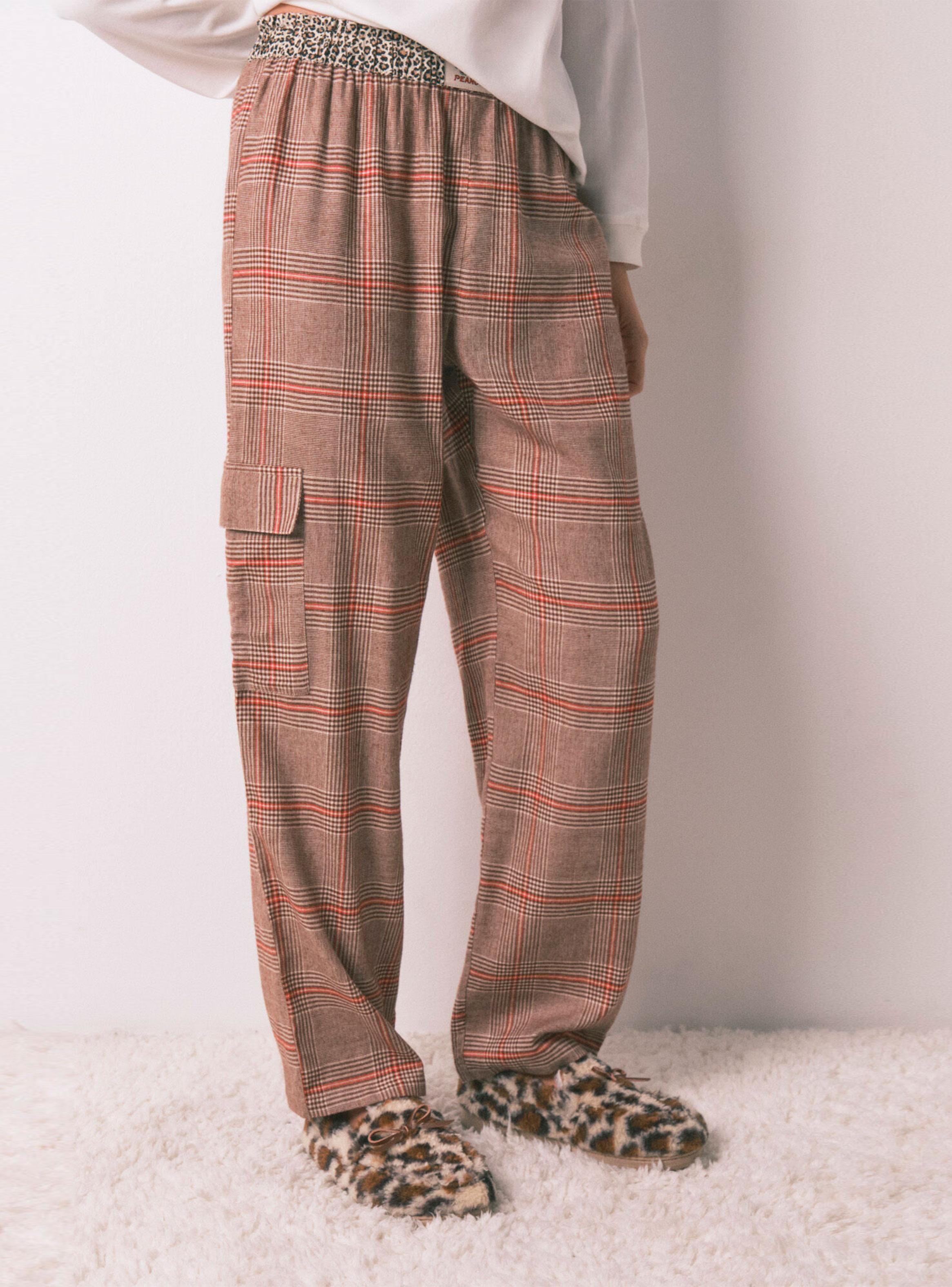 Pijama Largo Algodón Estampado Cuadros Snoopy-3