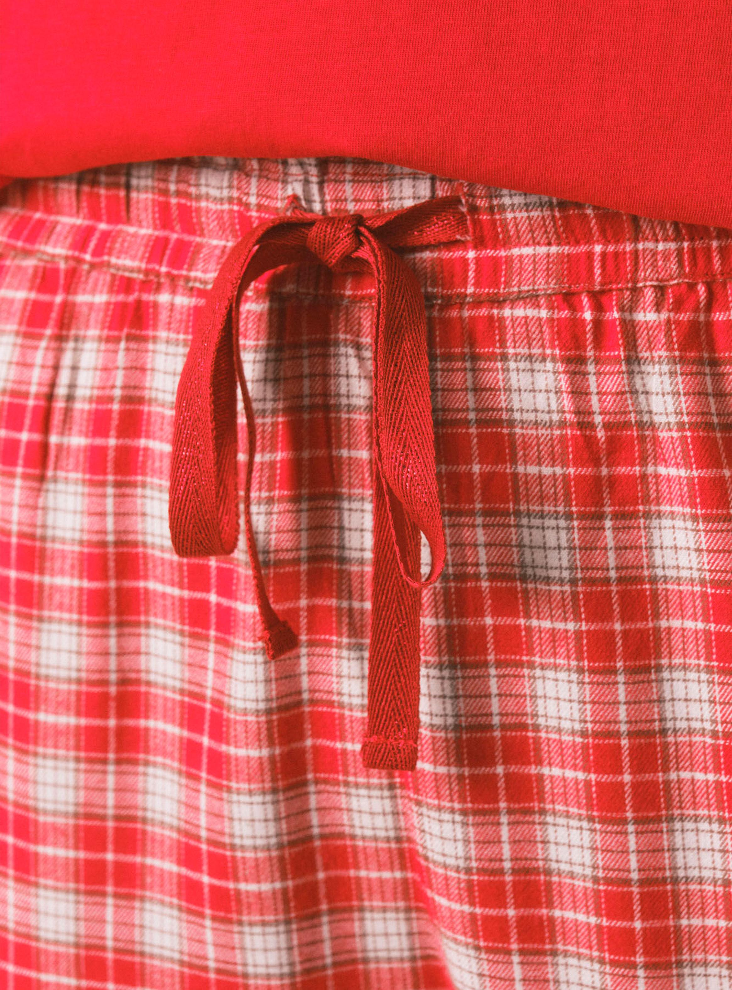 Pijama Largo Algodón Rojo Cuadros Snoopy-4