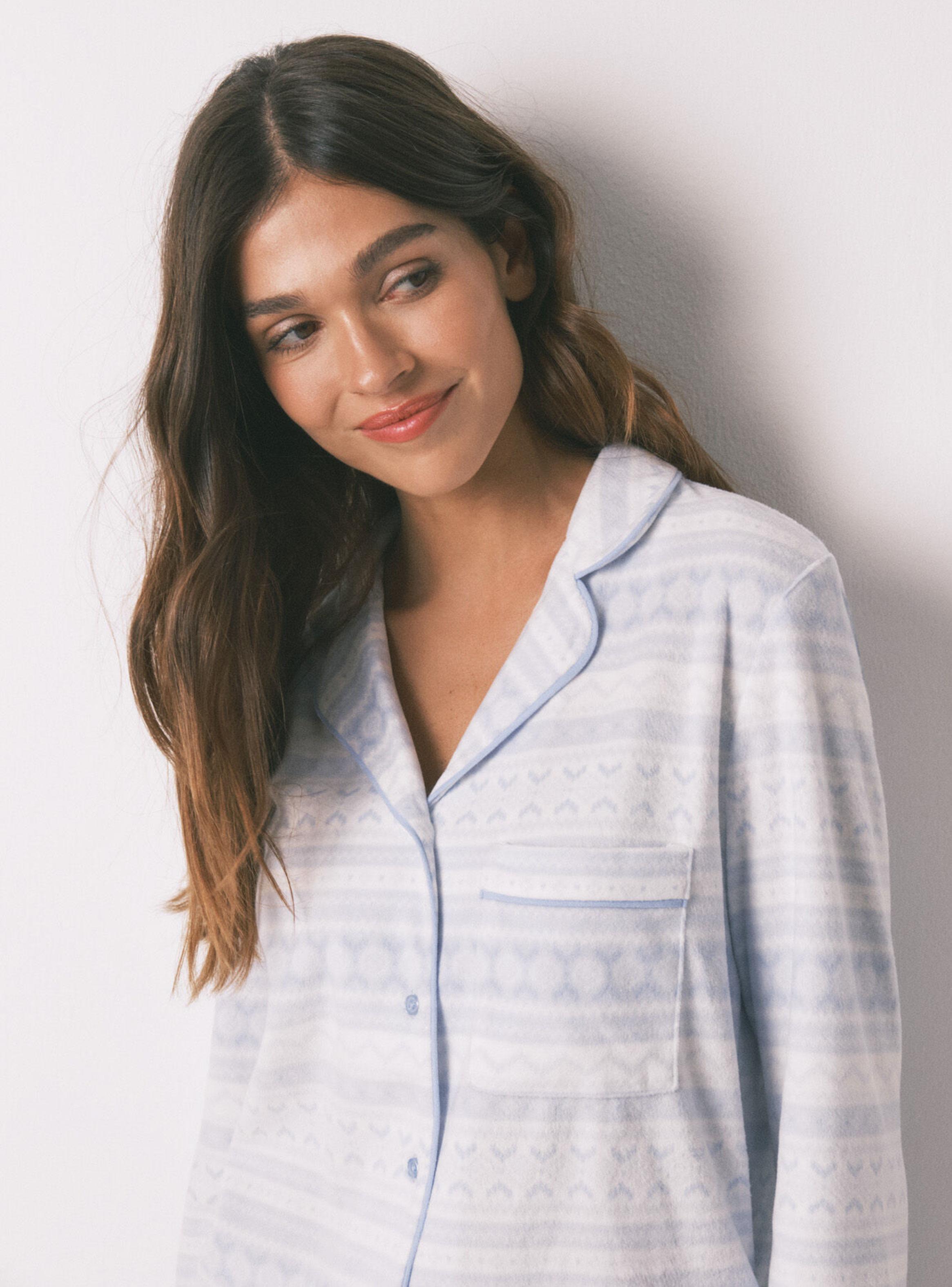 Pijama Largo Camisero Polar Cenefa-2