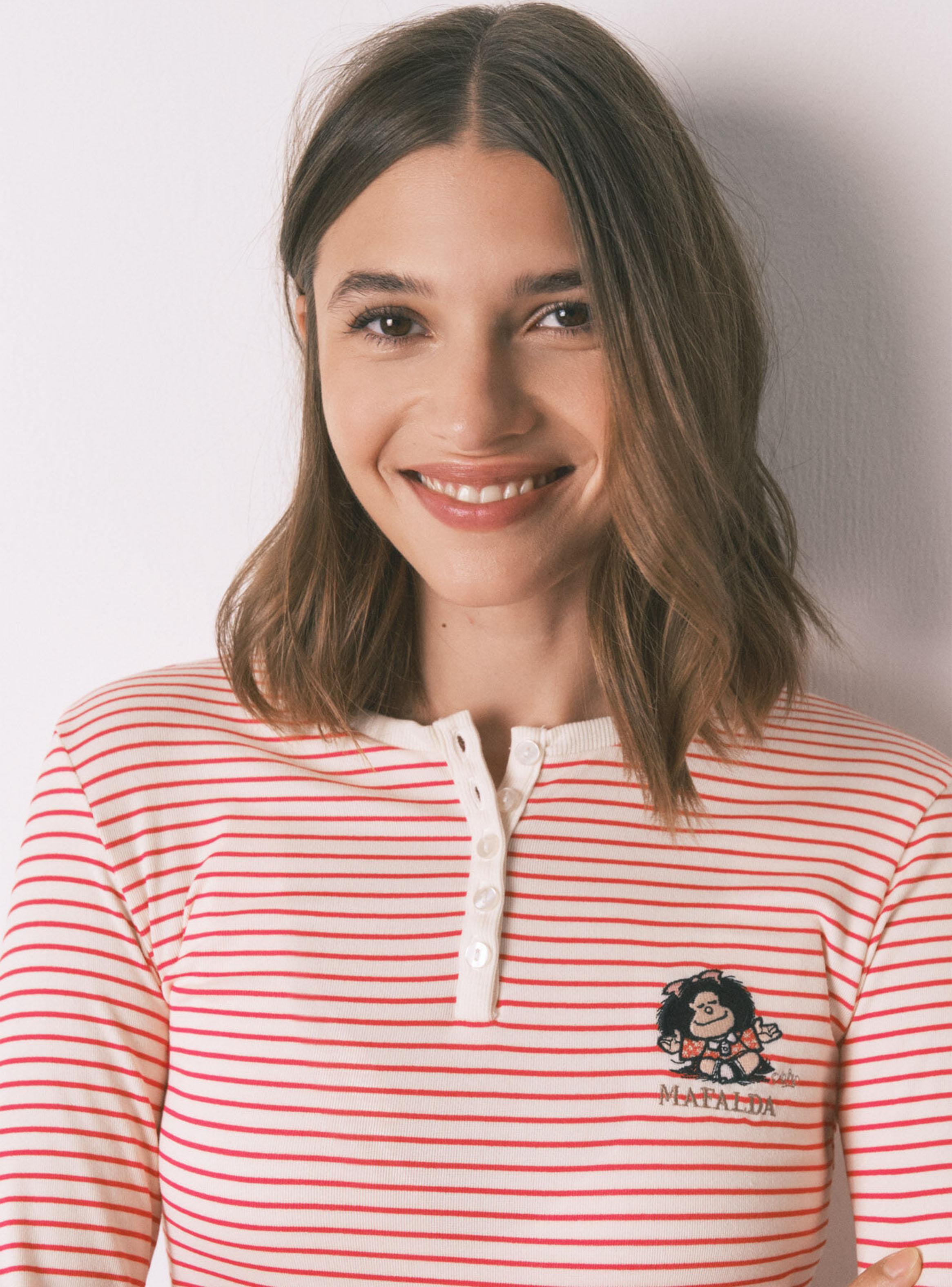 Pijama Largo Punto Mafalda Extra Suave Rayas-2