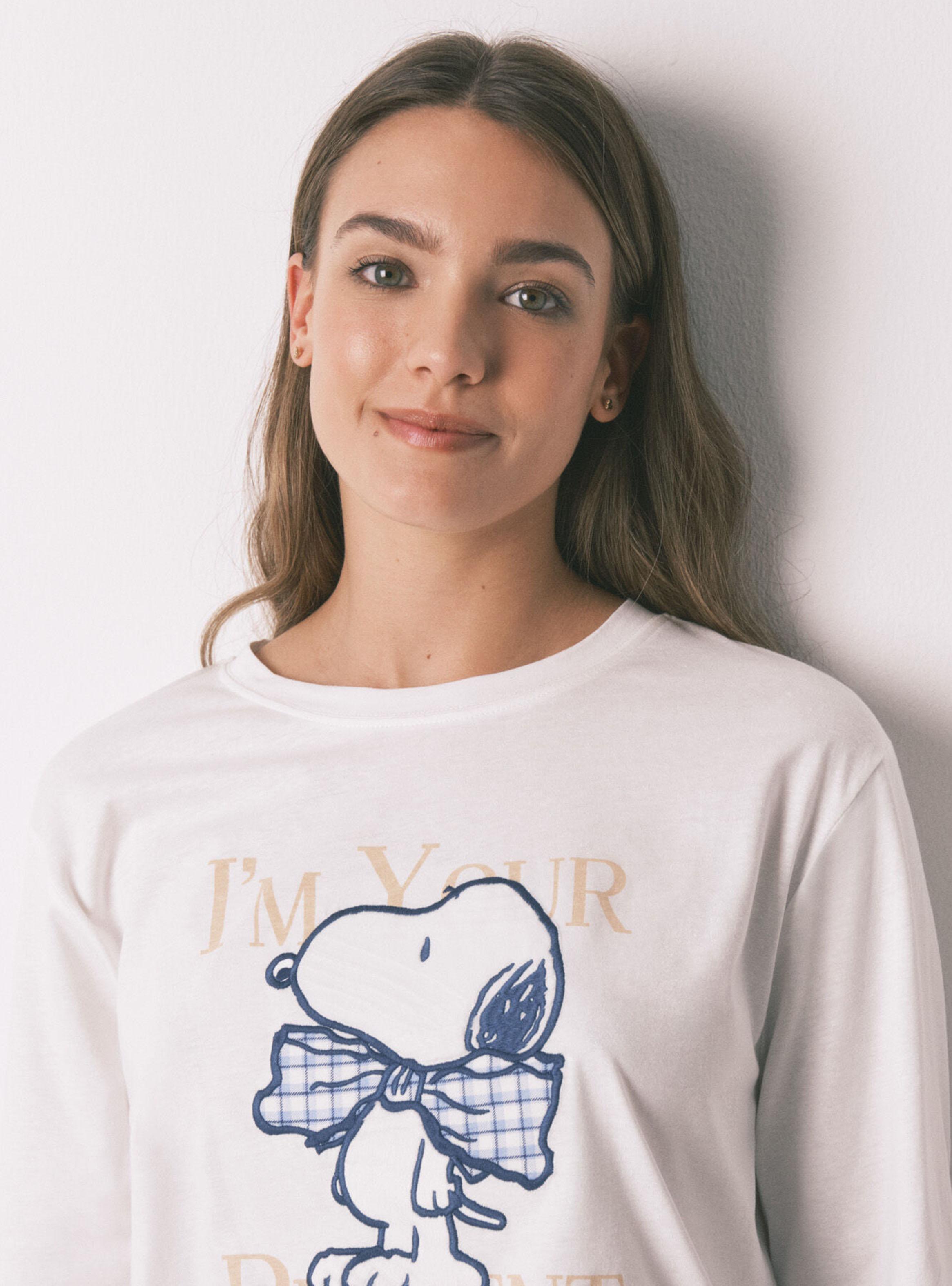 Pijama Largo Algodón Snoopy Vichy-3