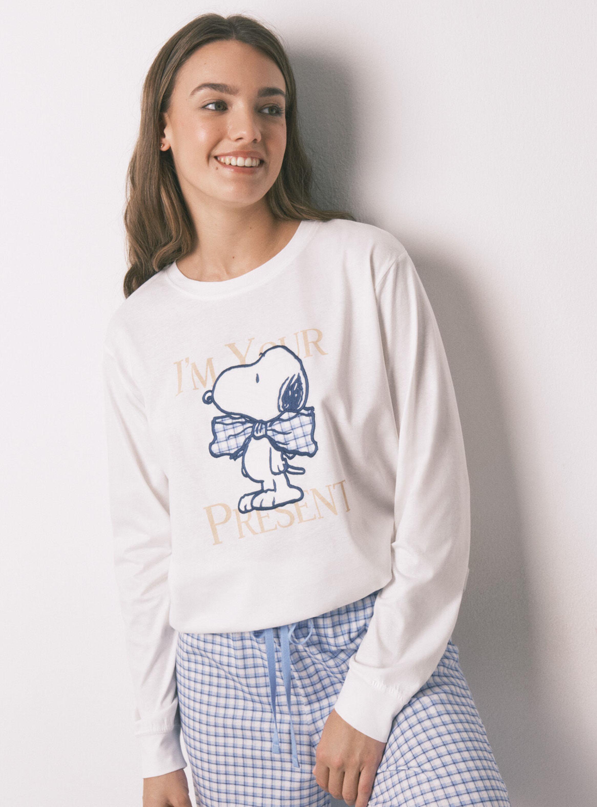 Pijama Largo Algodón Snoopy Vichy-2