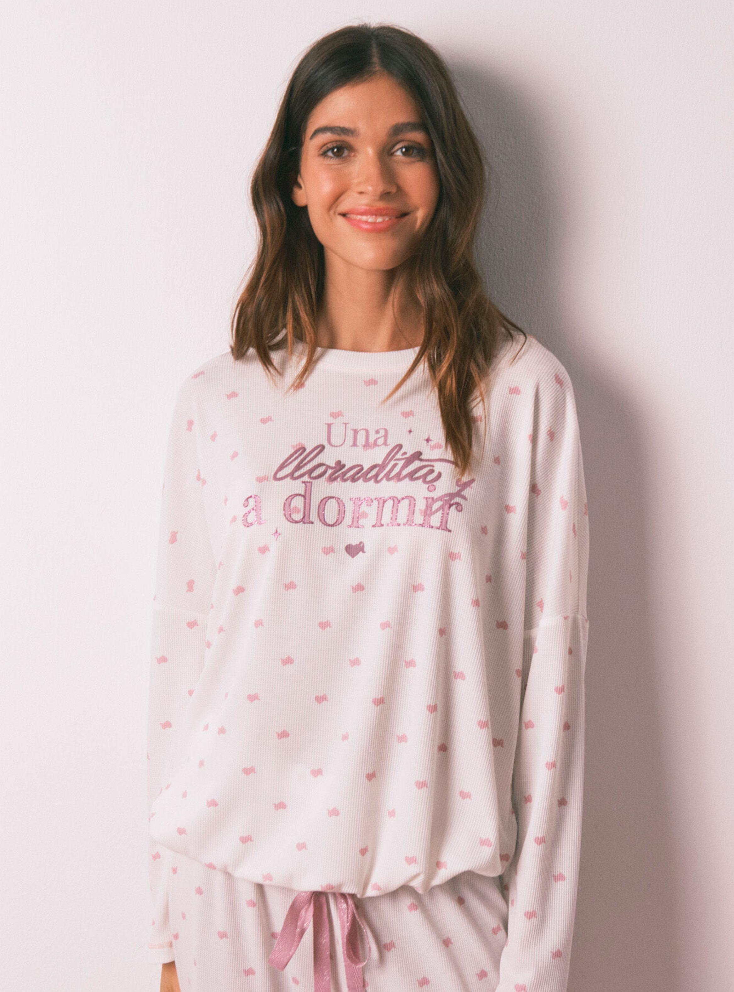 Pijama Largo la Vecina Rubia Tejido Waffle-2