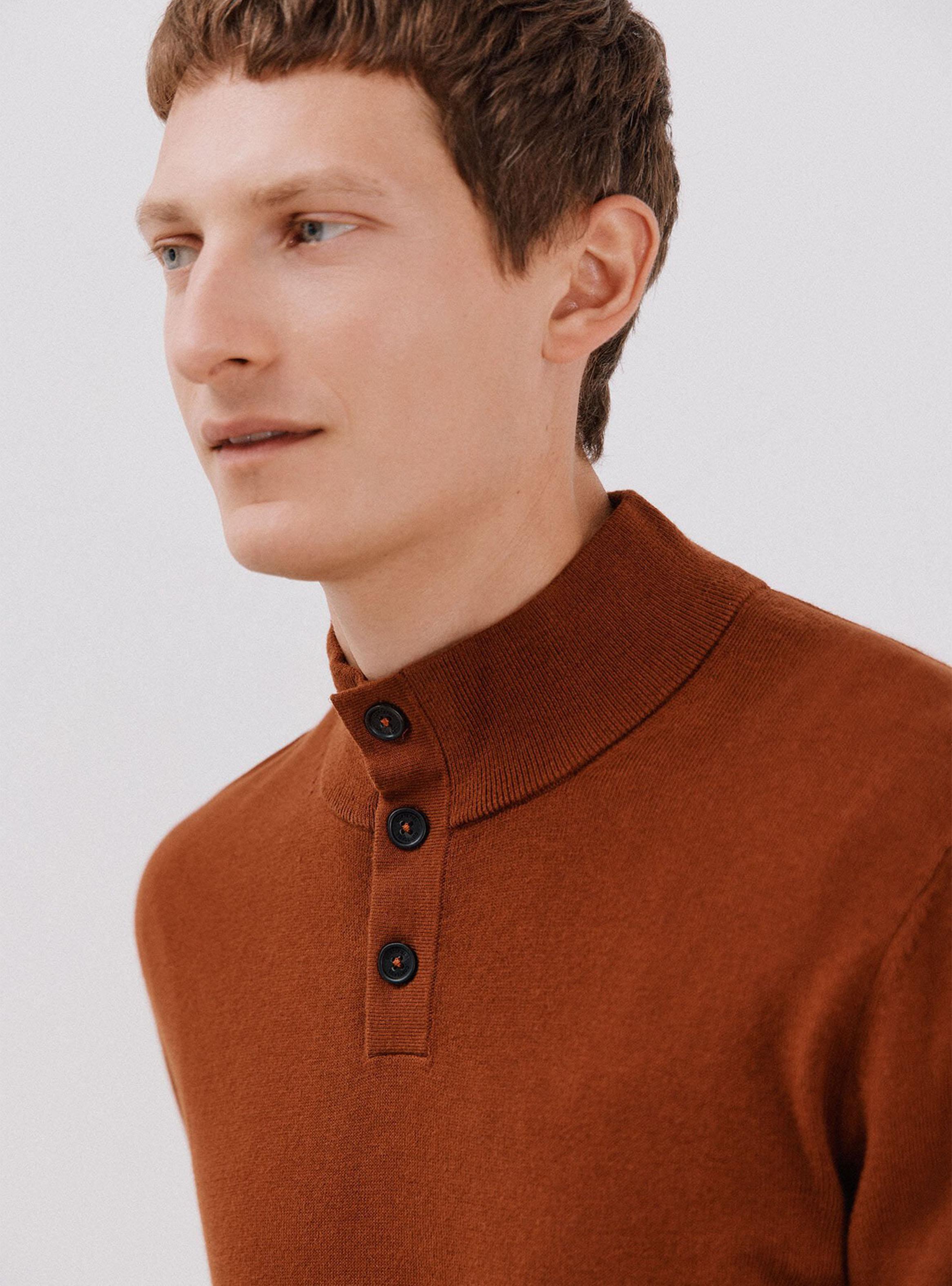 Chaleco Algodón Cashmere Cuello Alto Botones-2