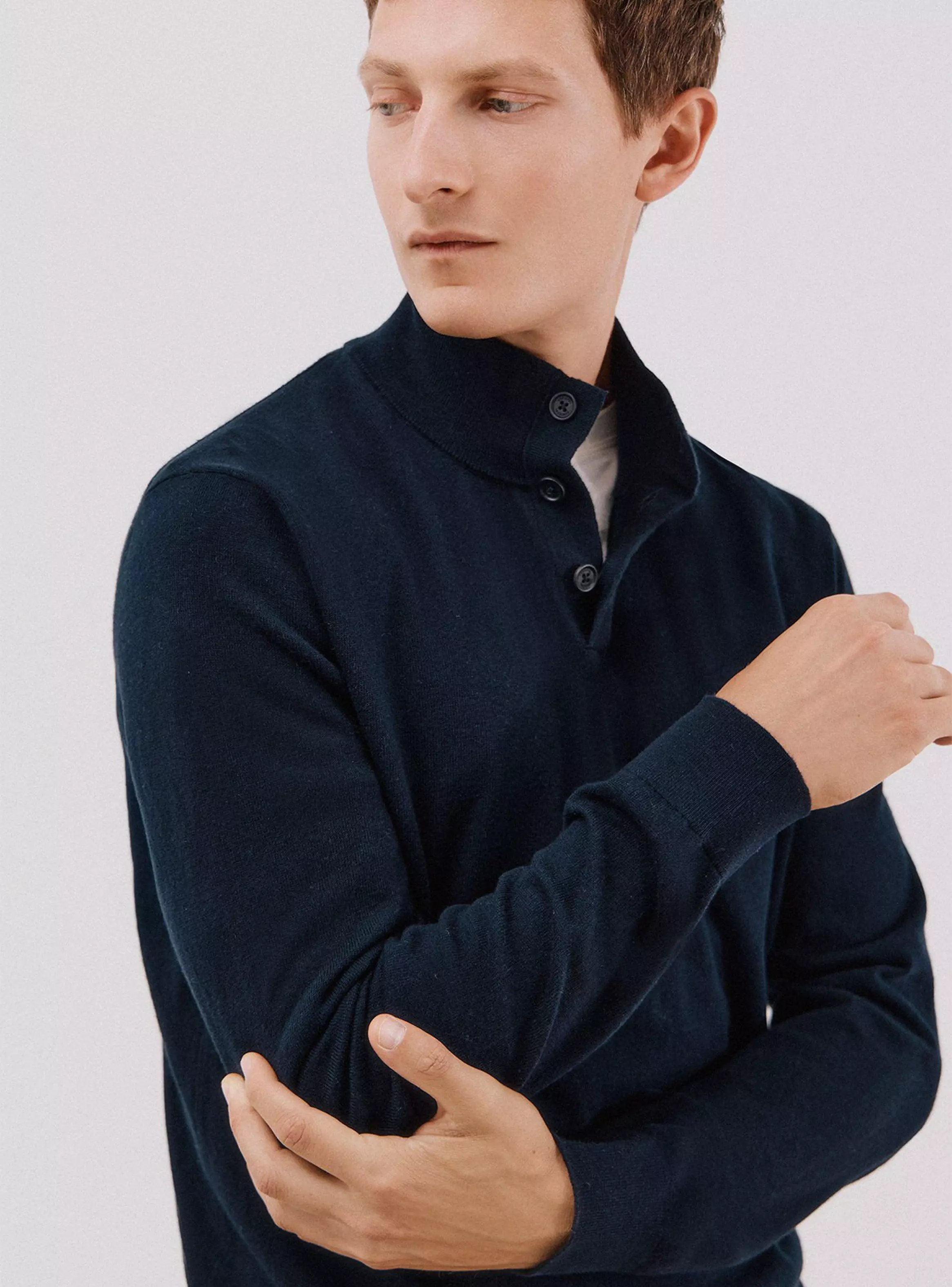 Chaleco Algodón Cashmere Cuello Alto Botones-3