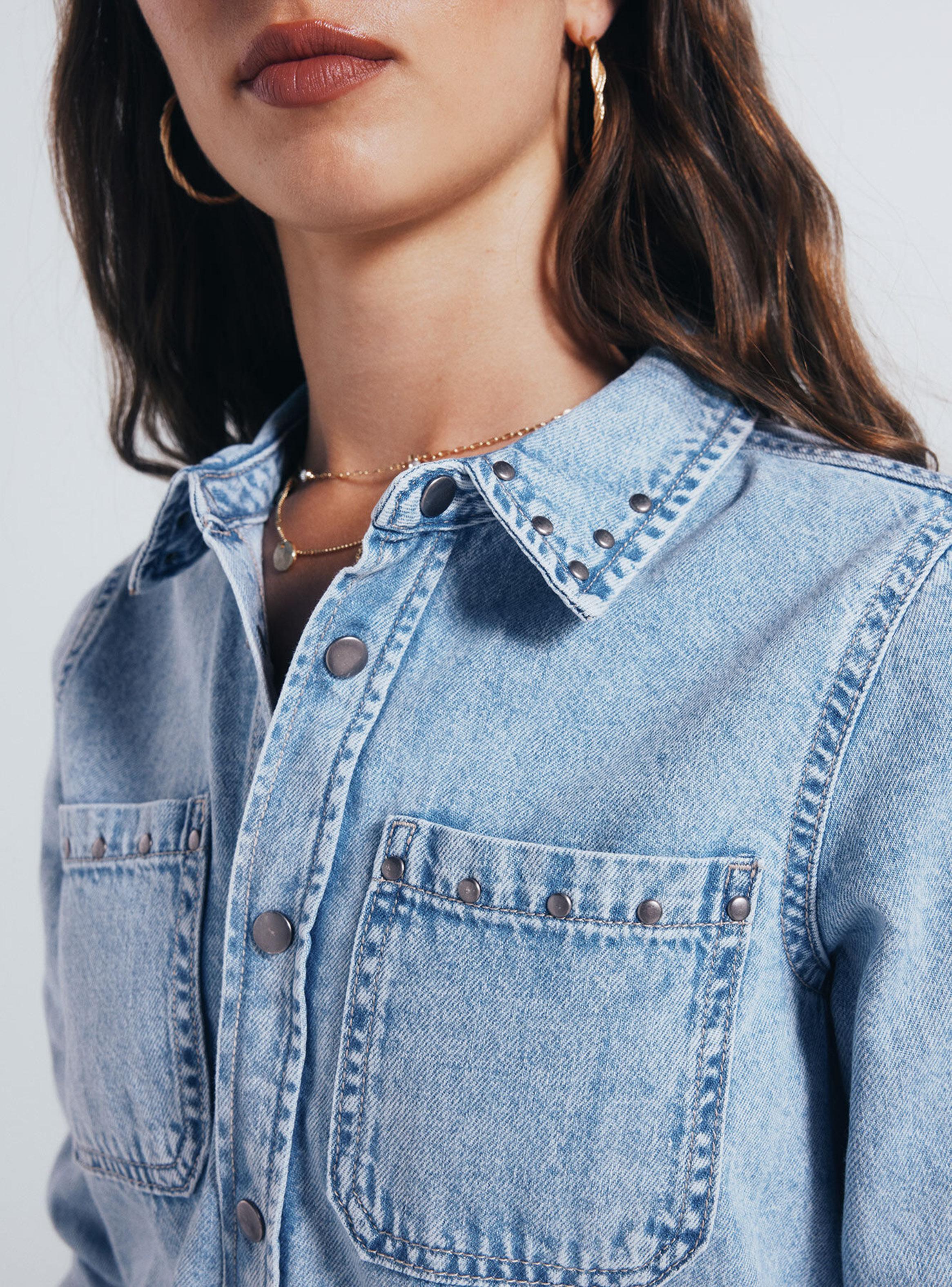 Vestido Vaquero Camisero Tachas-3