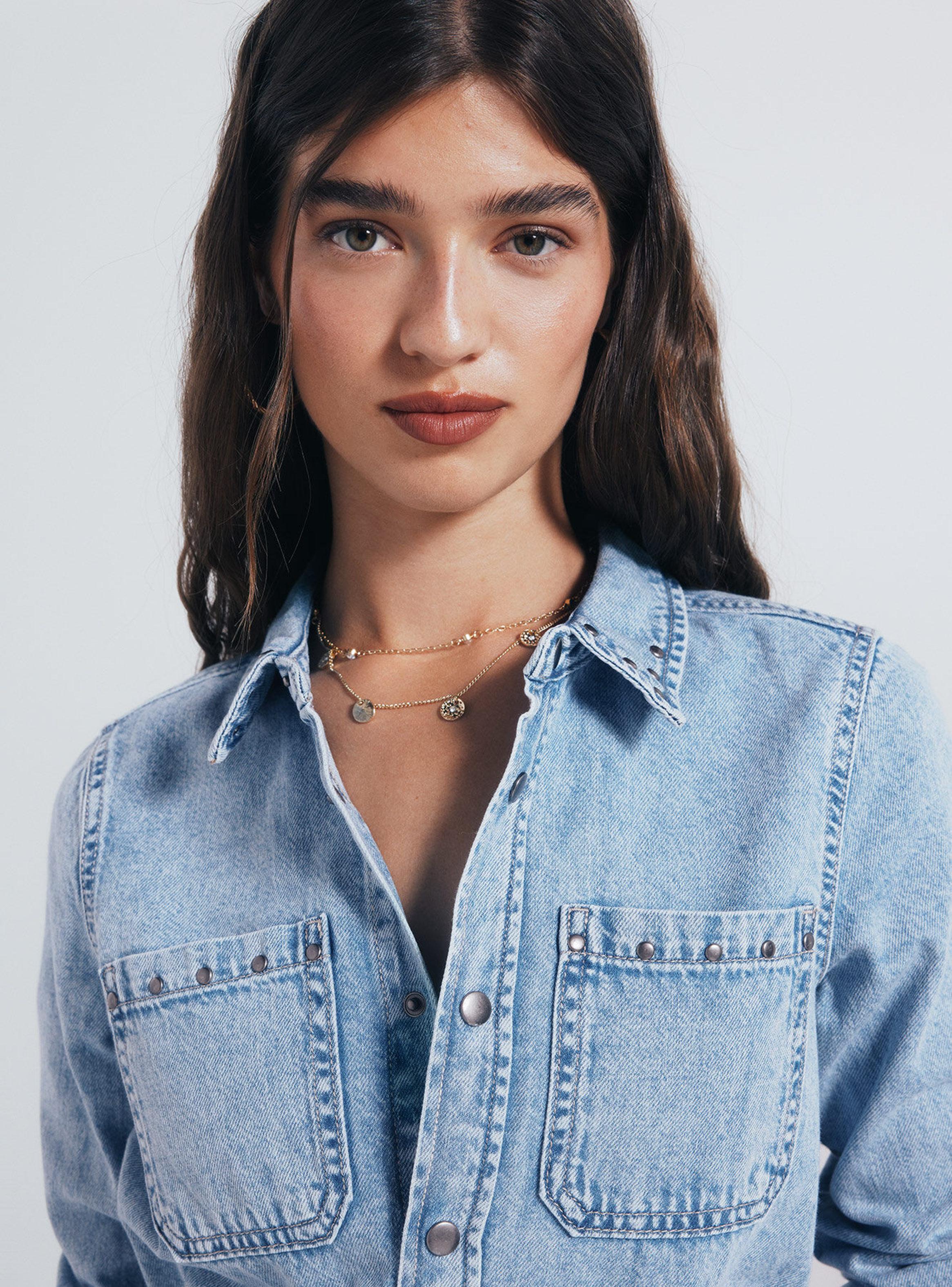 Vestido Vaquero Camisero Tachas-2