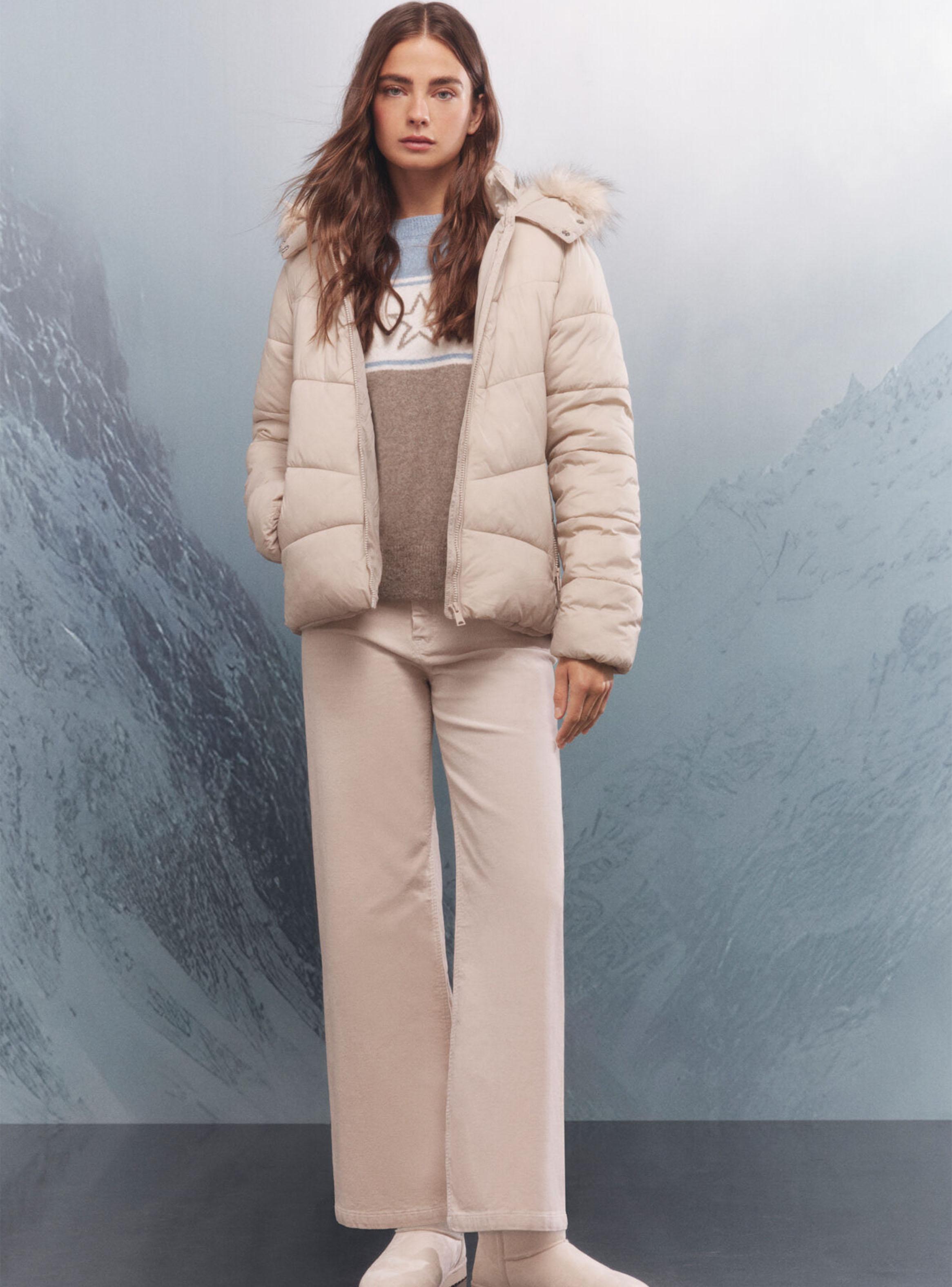 Chaqueta Acolchada Capucha Pelo Sorona Aura-4