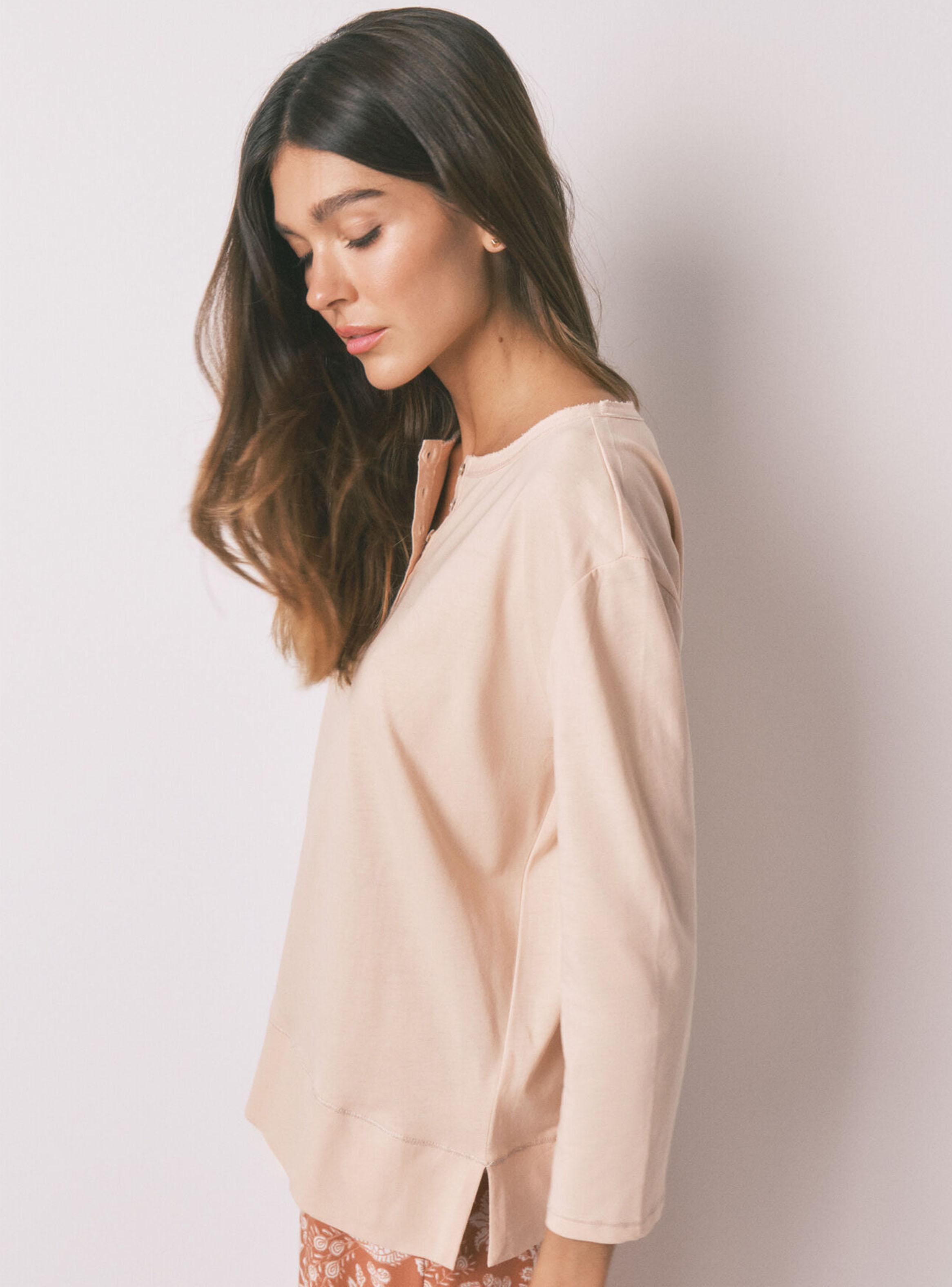 Camiseta Manga ¾ Algodón Naranja-2