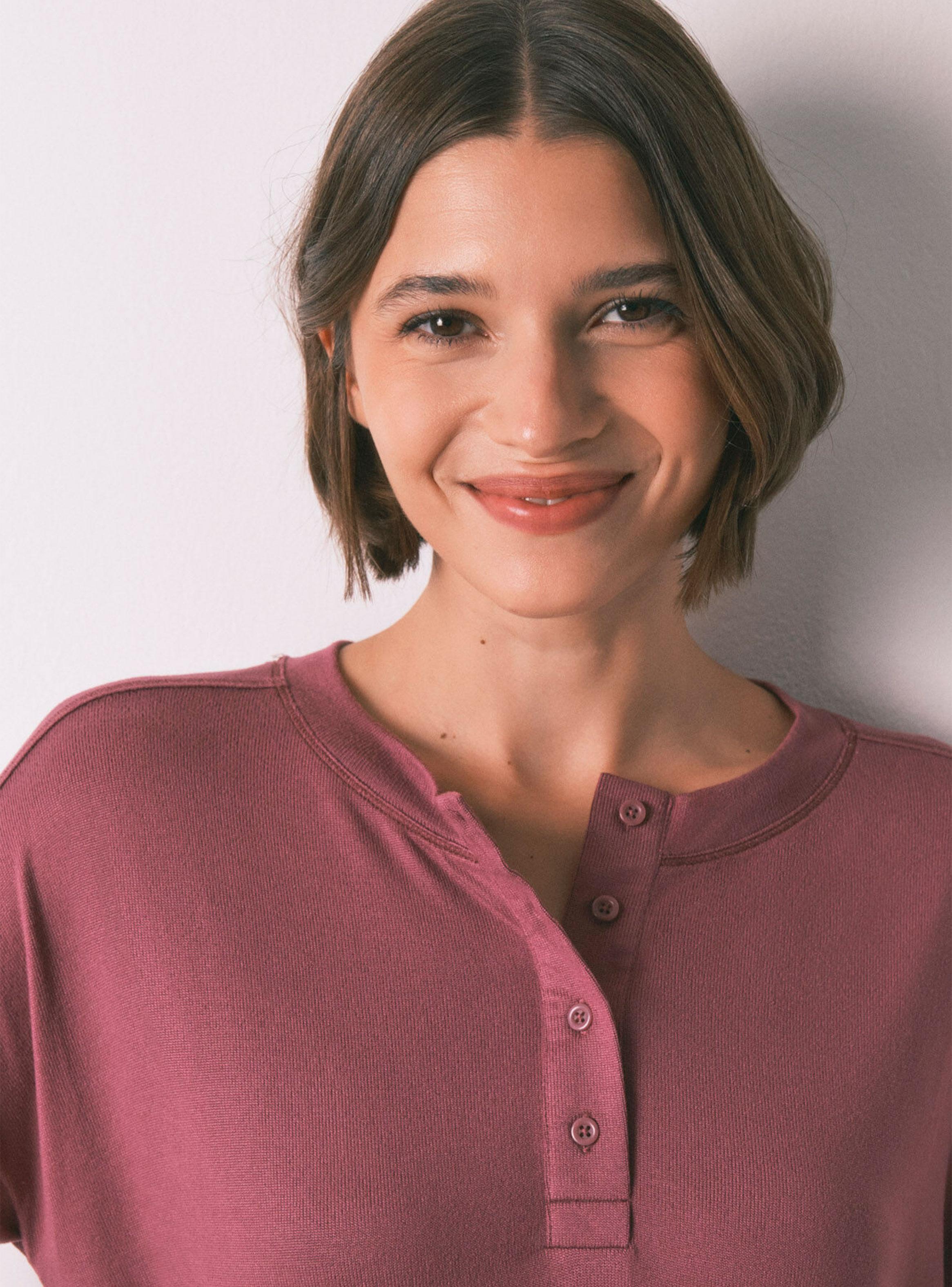 Camiseta Holgada Manga Larga Granate-2