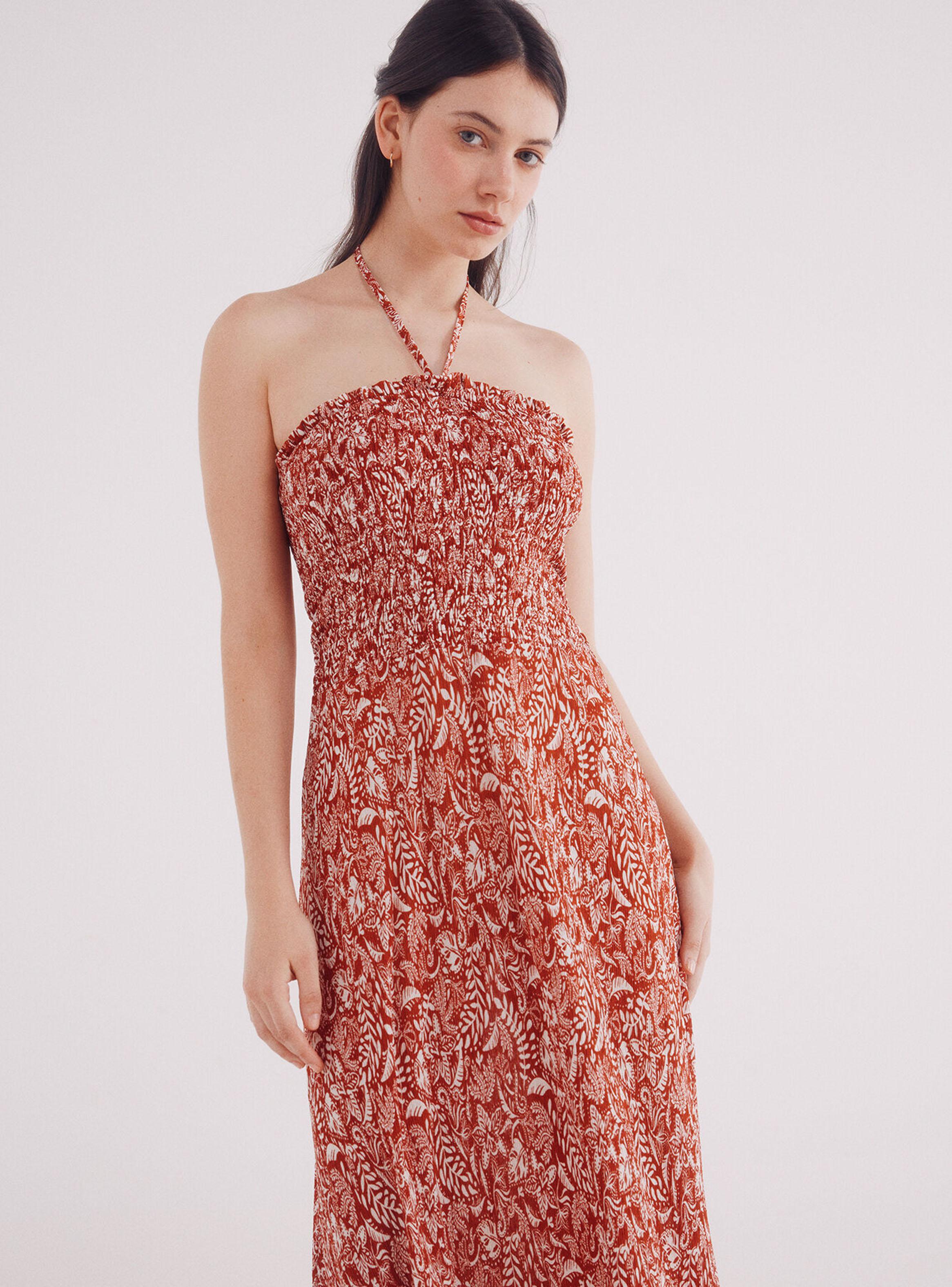 Vestido Midi Cuerpo Nido de Abeja-2